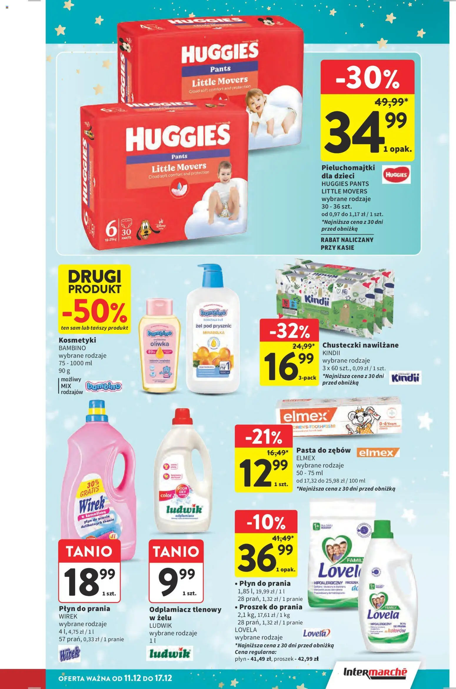 Intermarche Gazetka od 11.12.2025 | Strona: 54 | Produkty: Pieluchomajtki, Pasta do zębów, Lovela, Odplamiacz