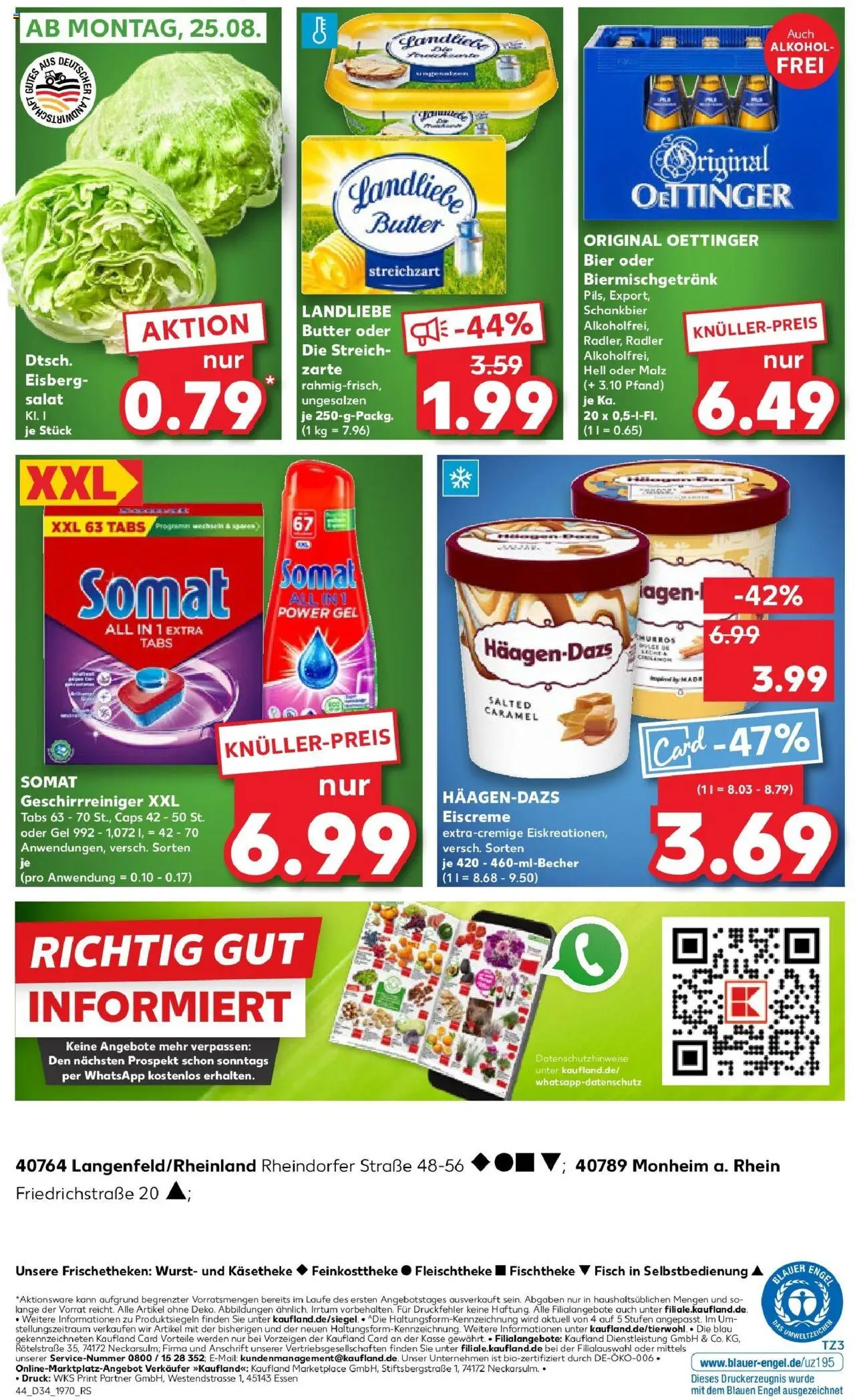 Kaufland prospekt Monheim Am Rhein	 - gültig ab dem 21.08.2025 | Seite: 44 | Produkte: Bier, Landliebe butter, Eiscreme, Wurst