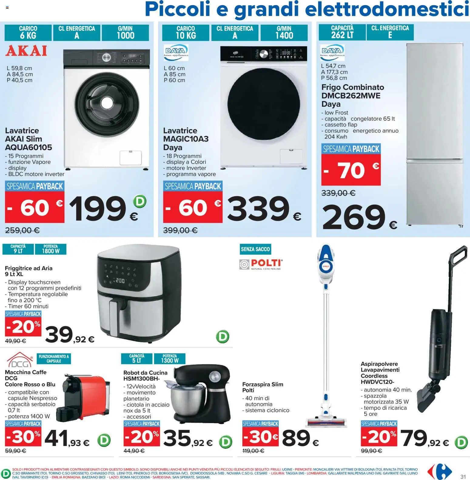 Volantino Carrefour del 21.04.2026 | Pagina: 31 | Prodotti: Lavatrice, Robot, Friggitrice, Ciotola