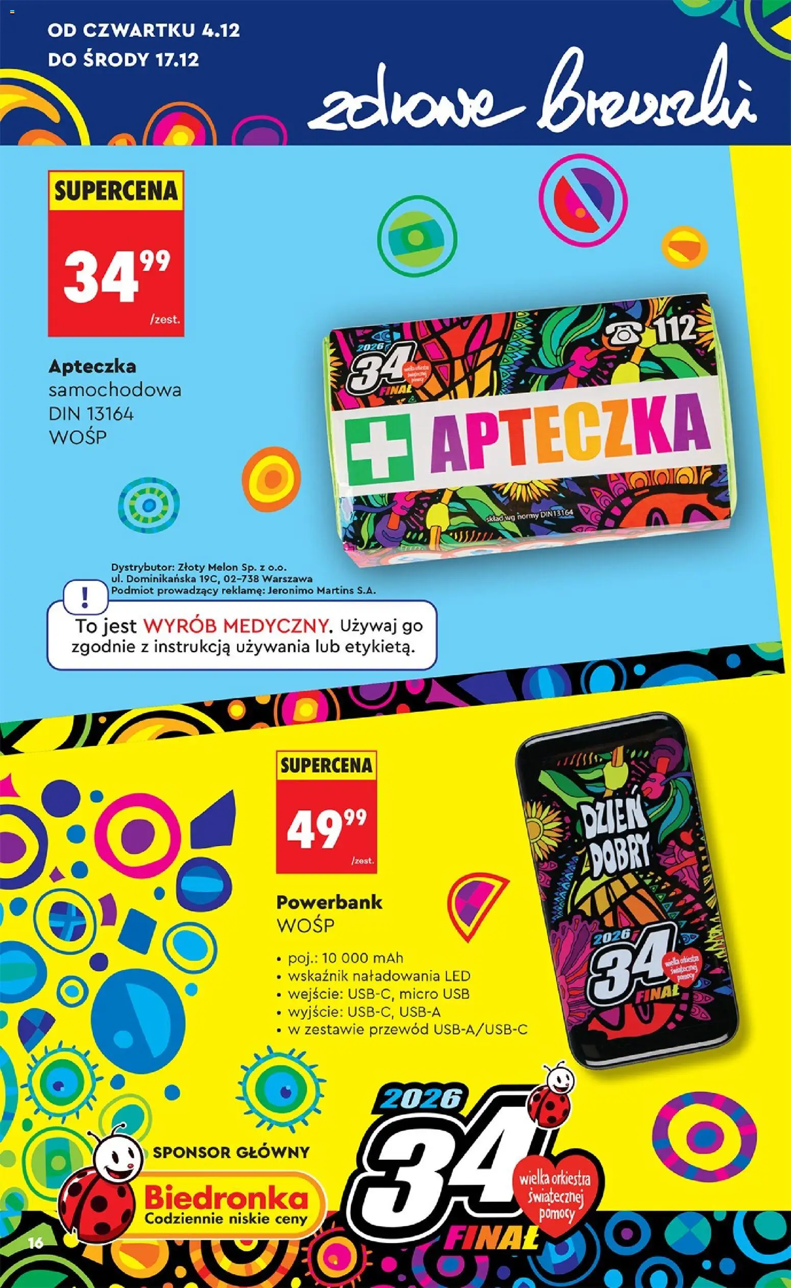Biedronka gazetka - Hity i inspiracje od 29.11.2025 | Strona: 16 | Produkty: Melon, USB, Powerbank