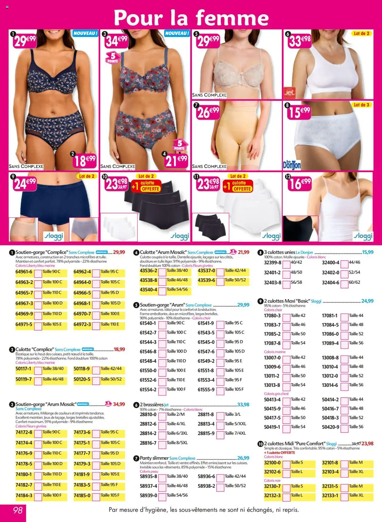 {H1} | Page: 98 | Produits: Coton, Jeux, Culotte