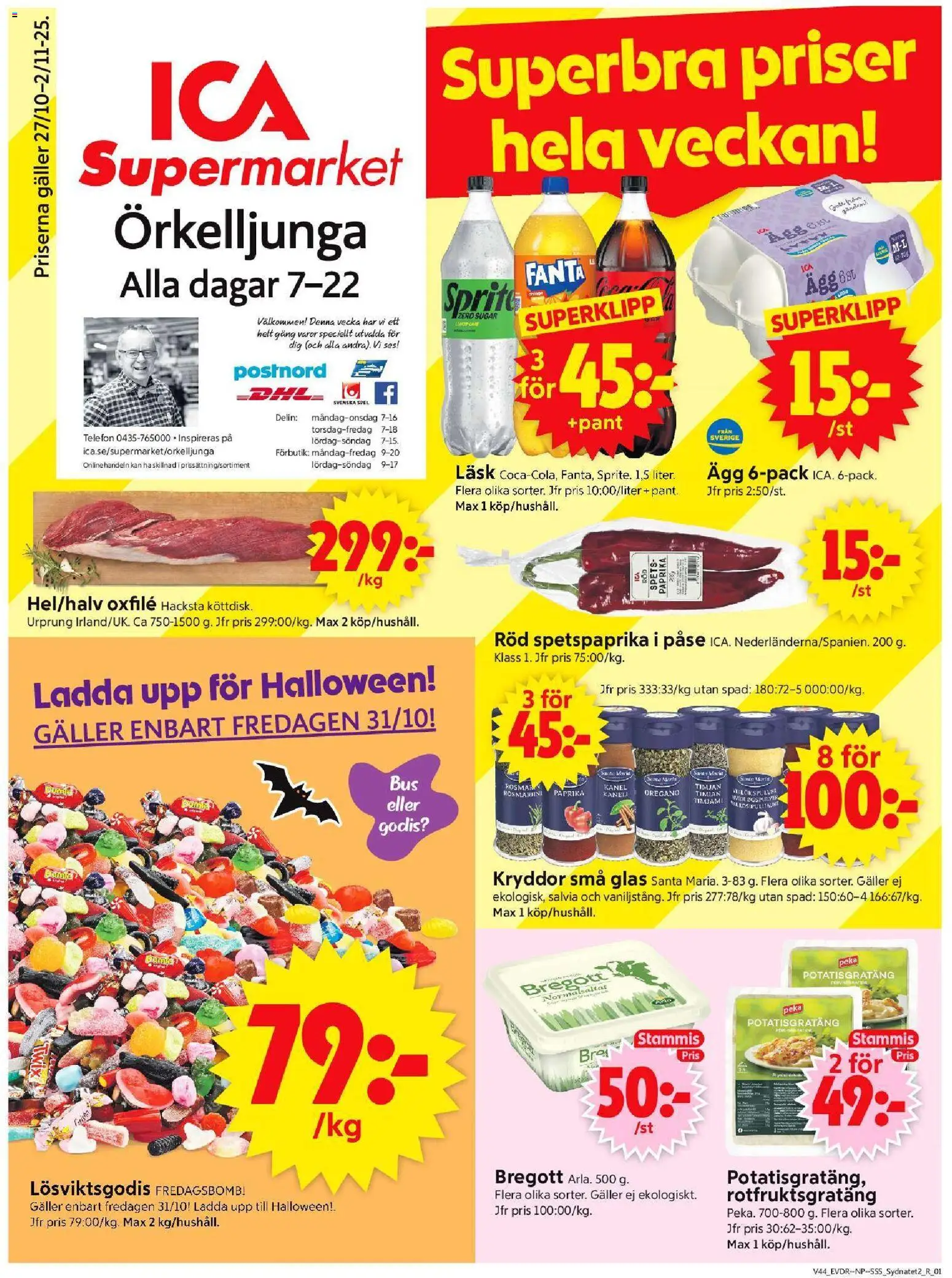 ICA Supermarket reklamblad aktuell från 27.10.2025 | Sida: 1