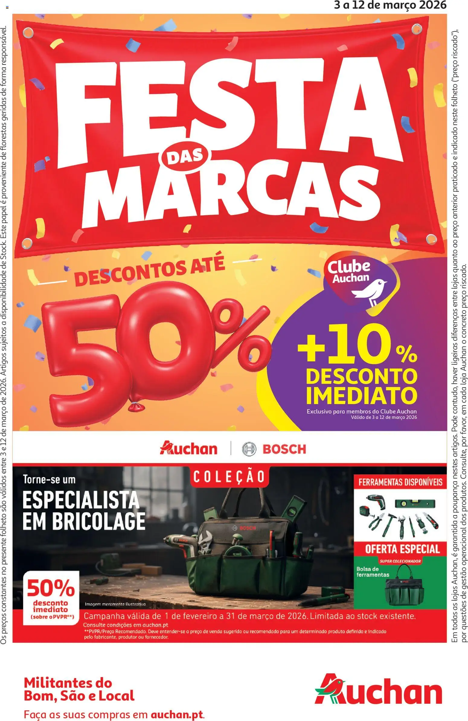 Auchan - Festa das Marcas │ válido de 03.03.2026 | Página: 1 | Produtos: Faca, Bolsa, Ferramentas