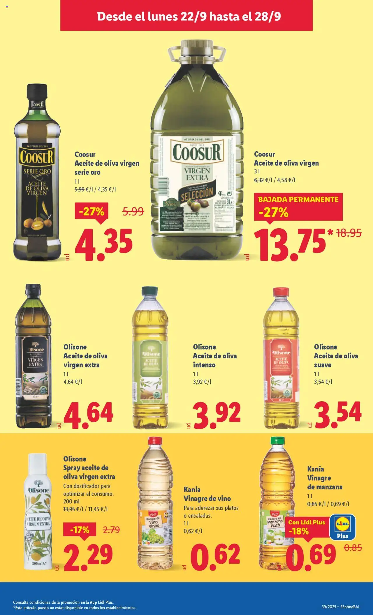 Lidl folleto │ válido desde el 22.09.2025 | Página: 19 | Productos: Aceite, Vino, Manzana, Aceite de oliva virgen extra