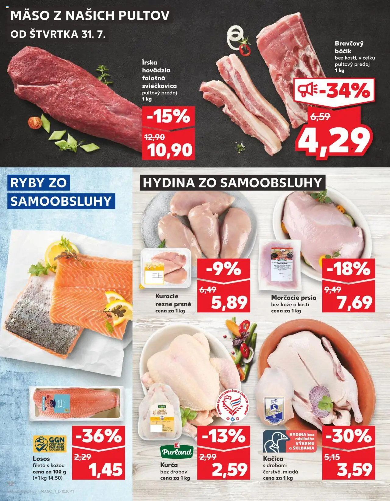 Kaufland Bratislava-Podunajské Biskupice │ platný od 31.07.2025 | Strana: 12 | Produkty: Ryby, Bravčový bôčik, Kuracie rezne, Losos