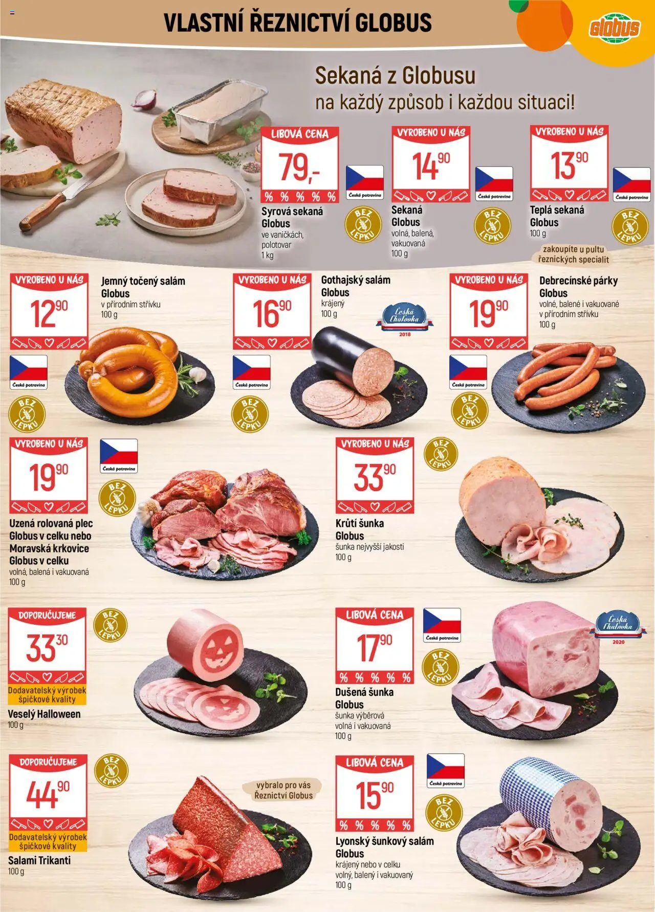 Globus leták - Havířov od 22.10.2025 | Strana: 6 | Produkty: Šunka, Šunkový salám, Gothajský salám, Krkovice
