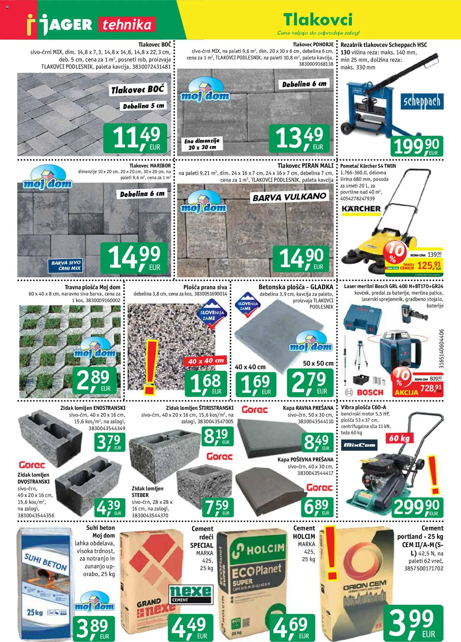 Novi Jager katalog ponudbe – veljaven od 15.04.2026 | Stran: 7 | Izdelki: Teza, Beton, Cement, Kapa