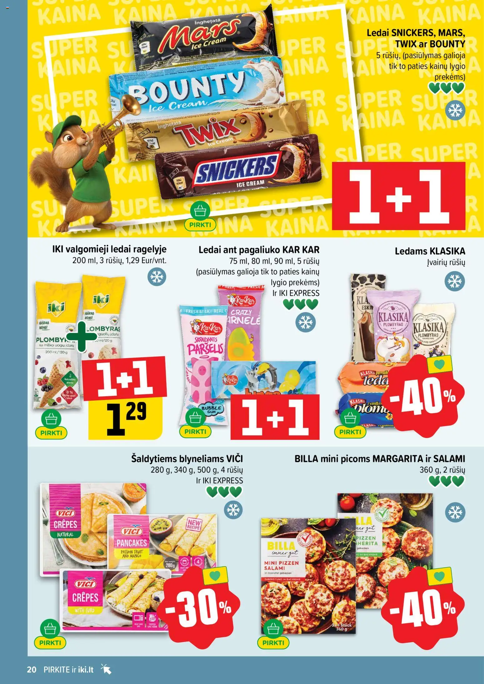 IKI akcijos nuo 13.04.2026 | Puslapis: 20 | Prekių: Ledai, Plombyras, Valgomieji ledai