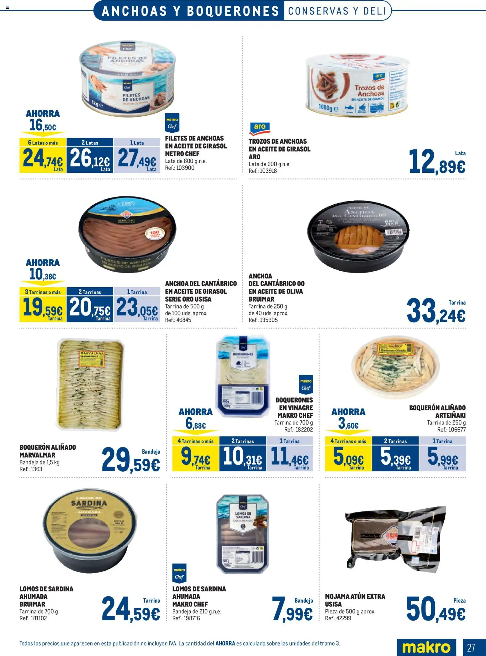 Makro Especial Pescados Cataluña │ válido desde el 06.04.2026 | Página: 27 | Productos: Aceite, Aceite de girasol, Anchoa, Bandeja
