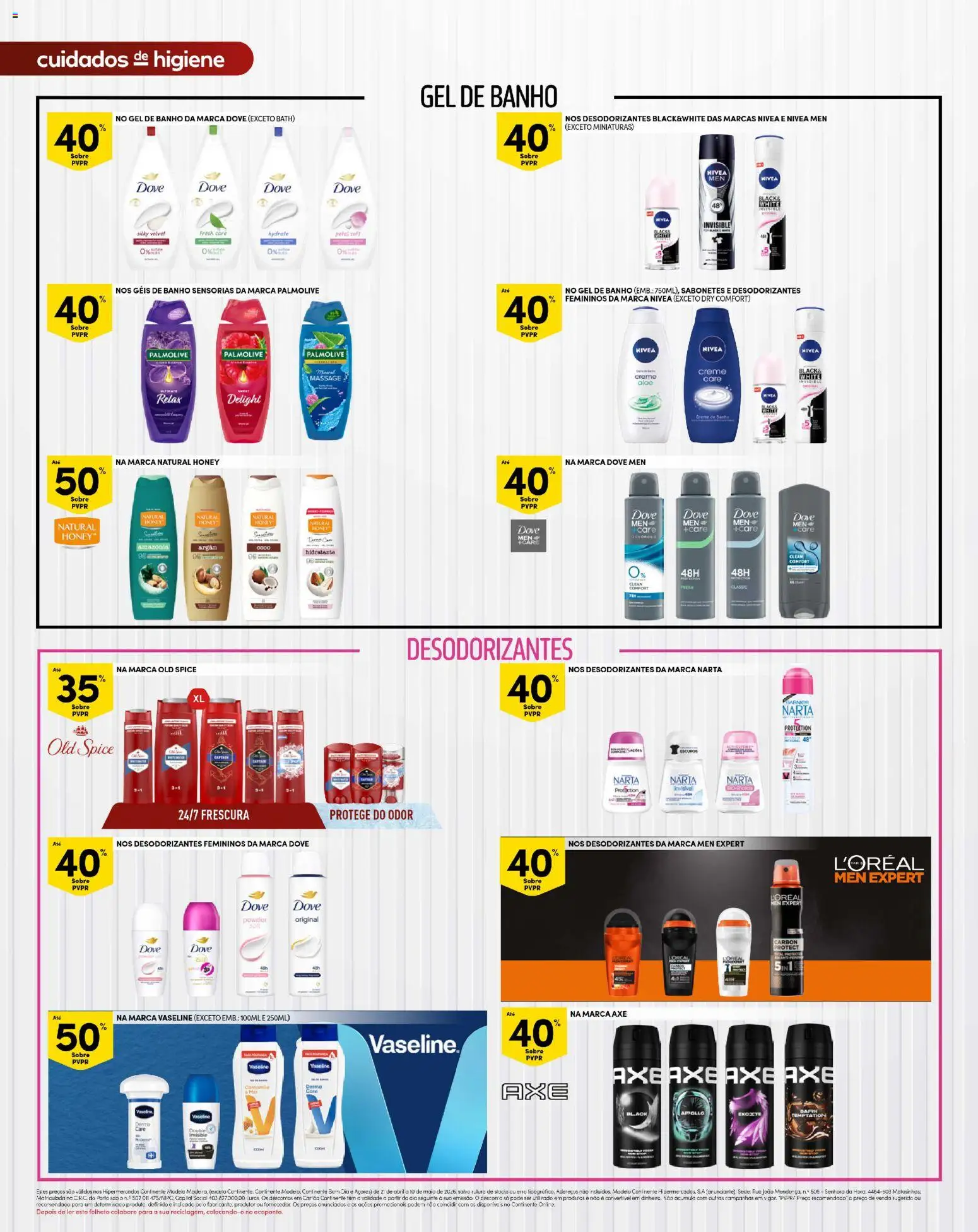 Continente Madeira │ válido de 21.04.2026 | Página: 20 | Produtos: Gel de banho, Banho, Creme