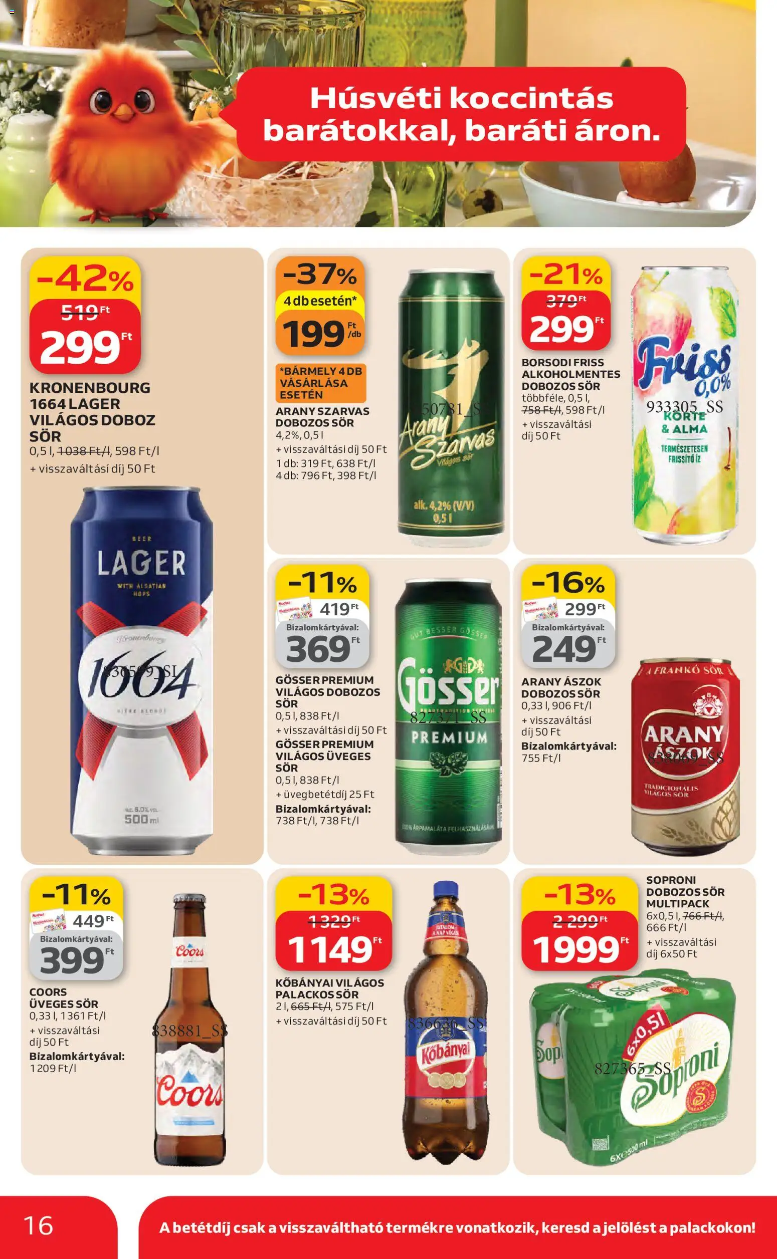 Auchan akciós ujság - amely érvényes a következő dátumtól: 26.02.2026 | Oldal: 16 | Termékek: Arany ászok, Doboz, Sör, Alma