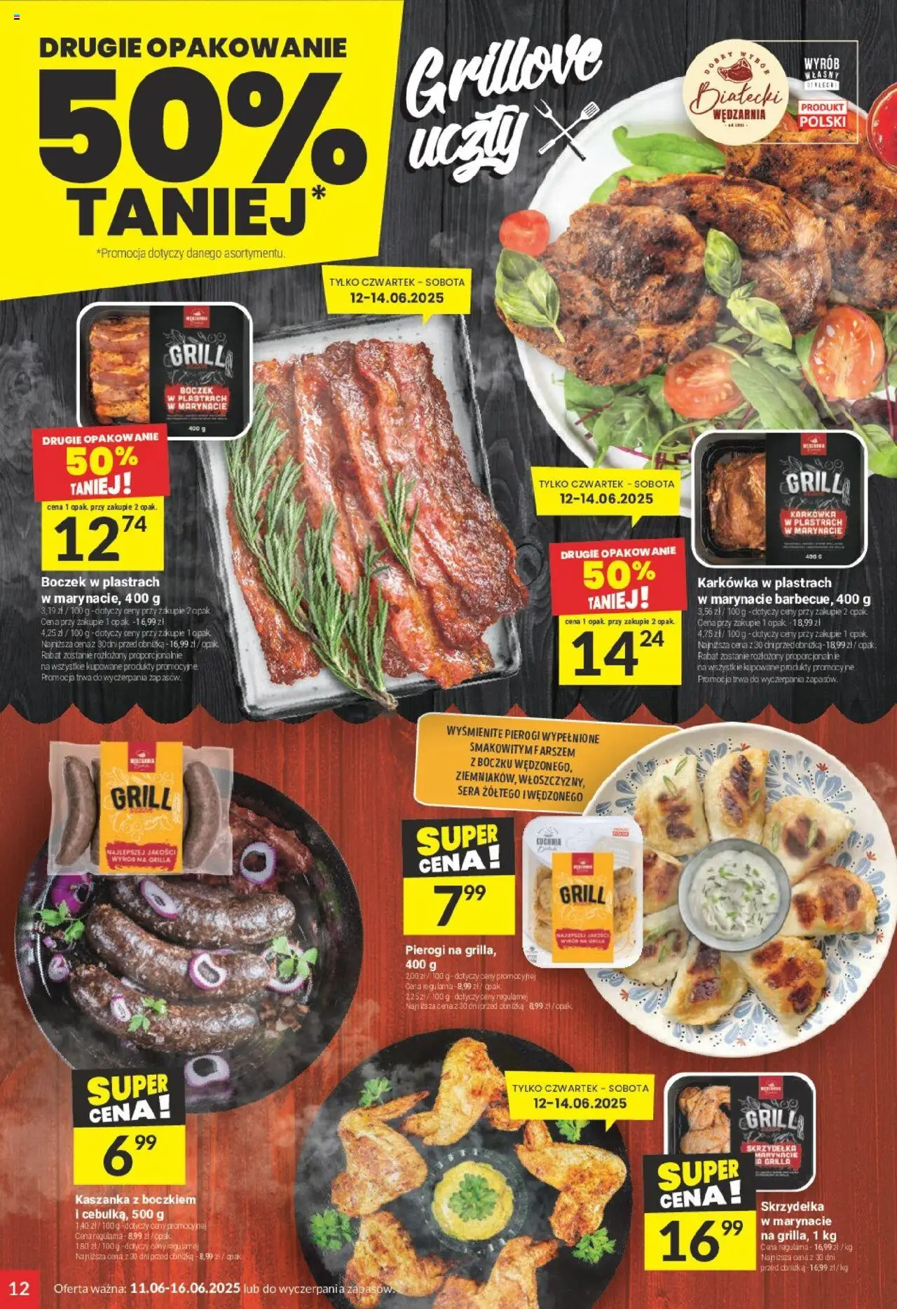 Twój Market Gazetka od 11.06.2025 | Strona: 12 | Produkty: Karkówka, Pierogi, Grill, Boczek