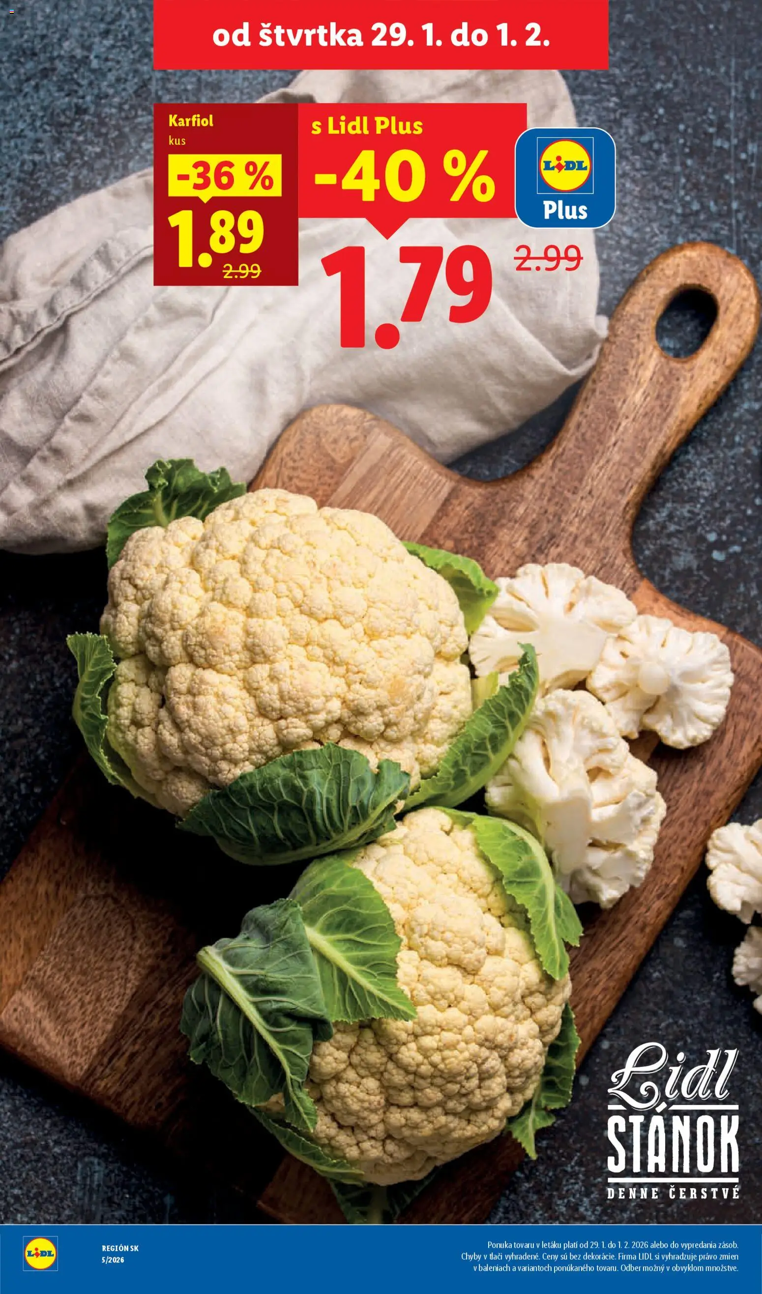 Nové Lidl akcie – leták je platný od 29.01.2026 | Strana: 45 | Produkty: Karfiol