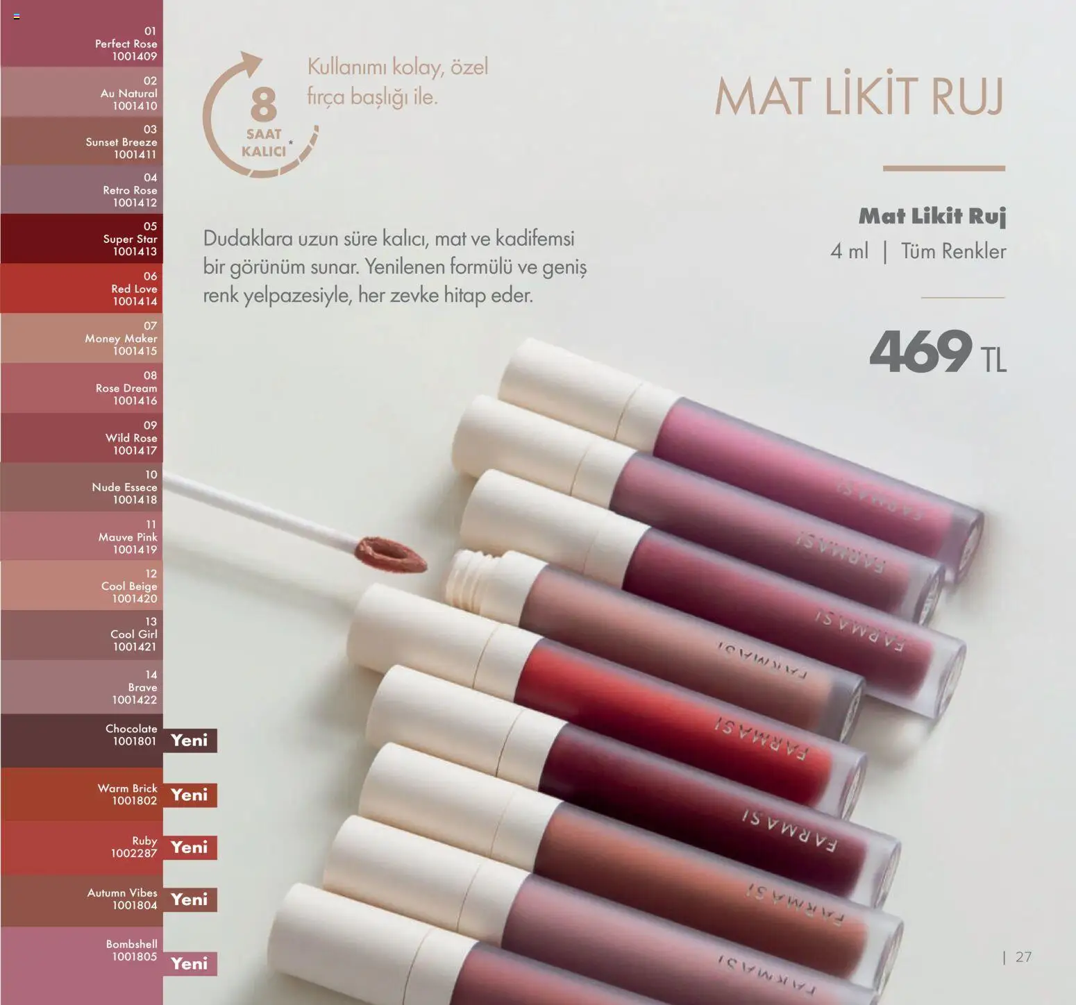 Farmasi Katalog - 01.01.2026 tarihinden itibaren geçerlidir | Sayfa: 27 | Ürünler: Ruj, Fırça, Saat