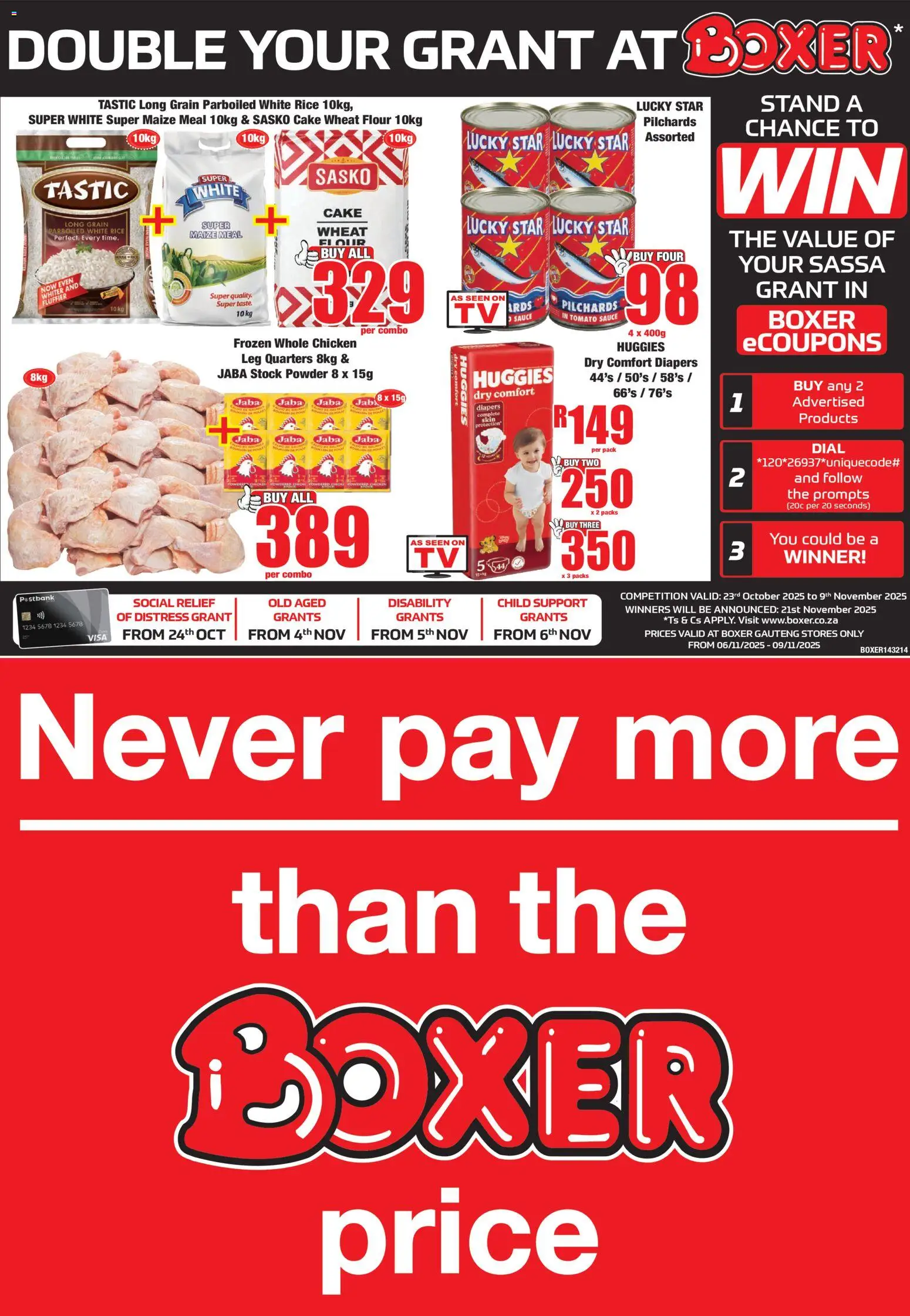 New Boxer catalogue – valid from 06.11.2025 | Page: 1 | Products: Flour, Chicken, Tomato sauce, Sauce