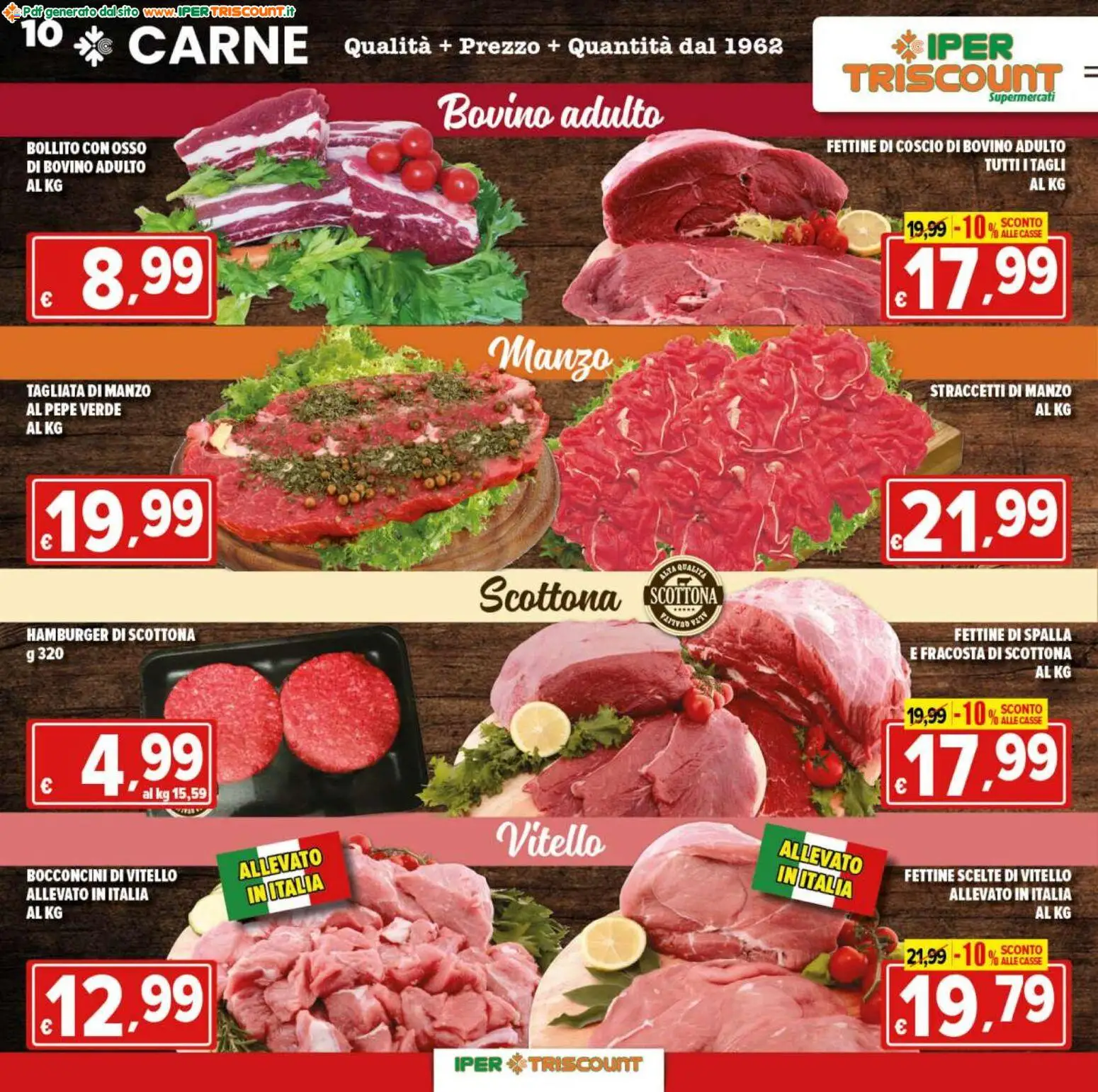 Volantino Ipertriscount del 29.10.2025 | Pagina: 10 | Prodotti: Bovino, Manzo, Pepe, Hamburger