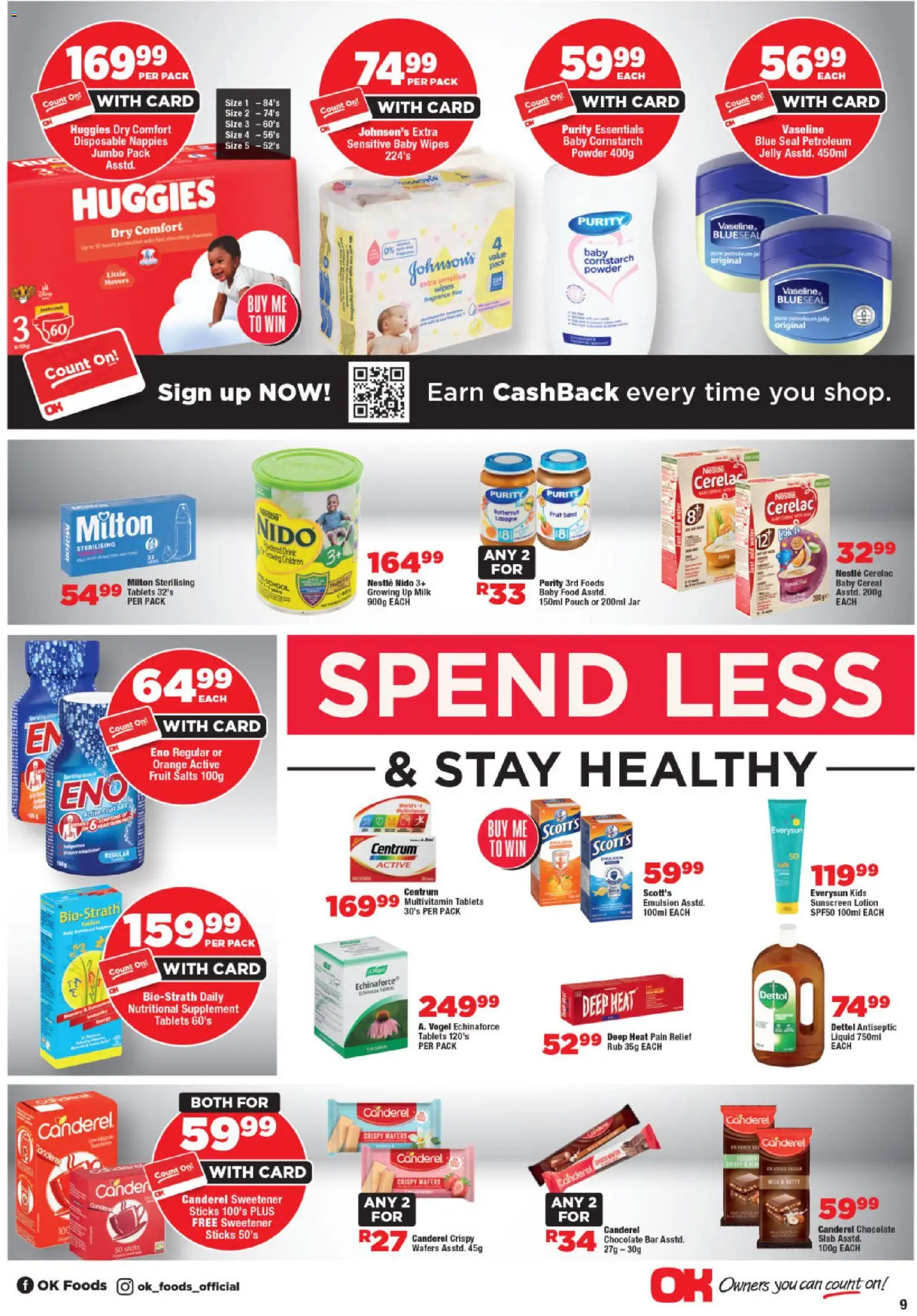New OK Foods catalogue – valid from 25.11.2025 | Page: 9 | Products: Powder, Fruit, Nappies, Lotion