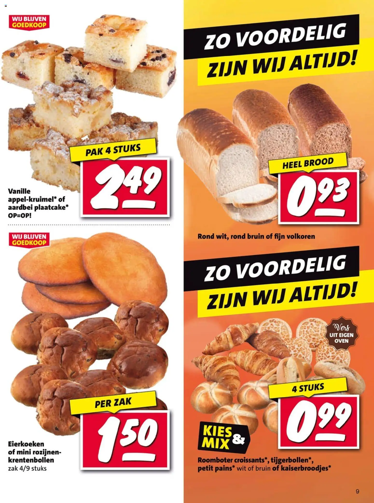 {H1} | Pagina: 9 | Producten: Brood, Roomboter, Zak, Oven