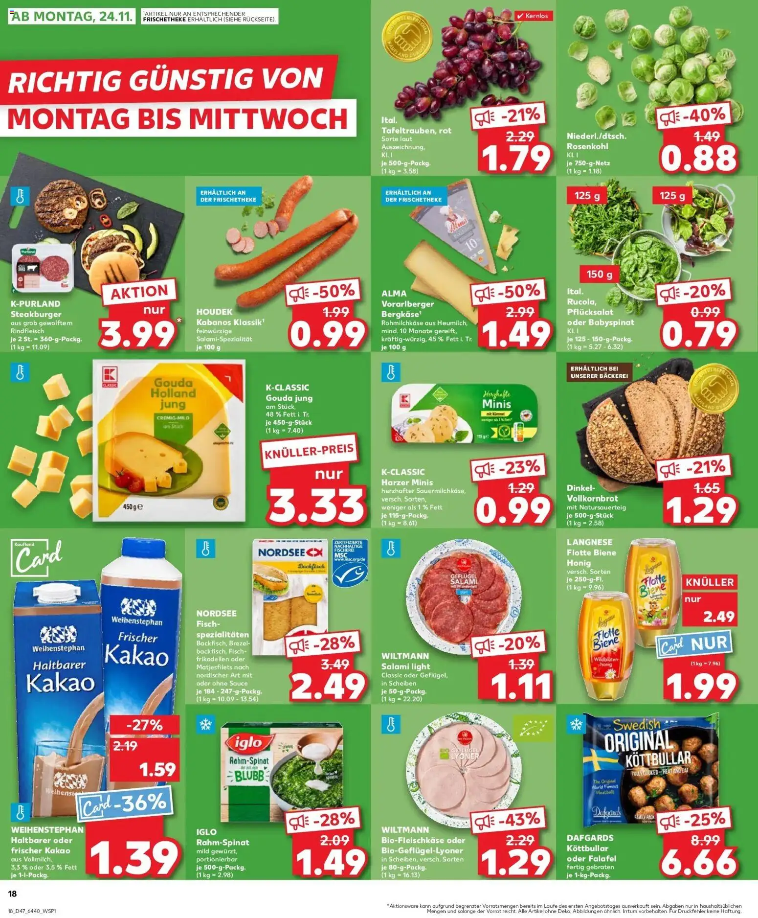 Kaufland prospekt Rüsselsheim Am Main	 – gültig ab 20.11.2025 | Seite: 18 | Produkte: Langnese, Iglo, Fisch, Salami