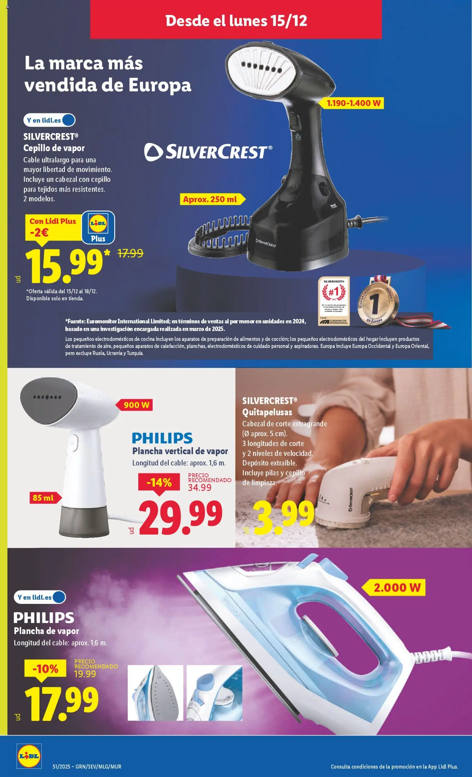 Lidl folleto de bazar │ válido desde el 15.12.2025 | Página: 12 | Productos: Cepillo, Plancha vertical, Cable, Κούβα