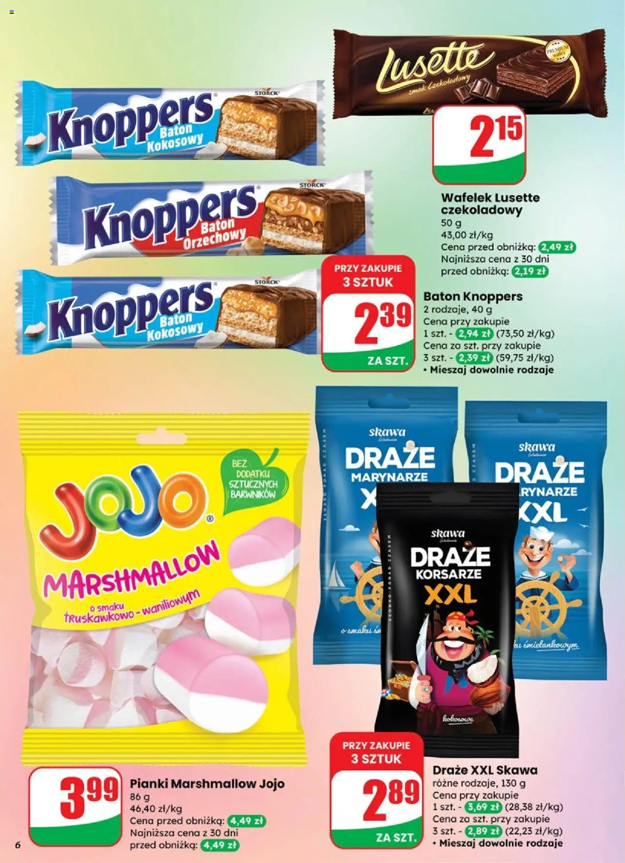 Dino Gazetka od 10.09.2025 | Strona: 6 | Produkty: Knoppers, Pianki marshmallow, Baton, Pianki
