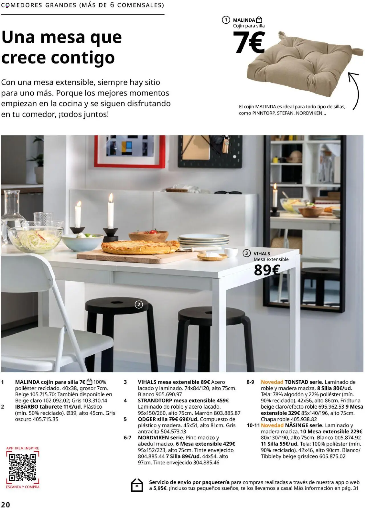 Catálogo IKEA Comedores │ válido desde el 01.09.2025 | Página: 20 | Productos: Mesa extensible, Taburete, Té, Cocina
