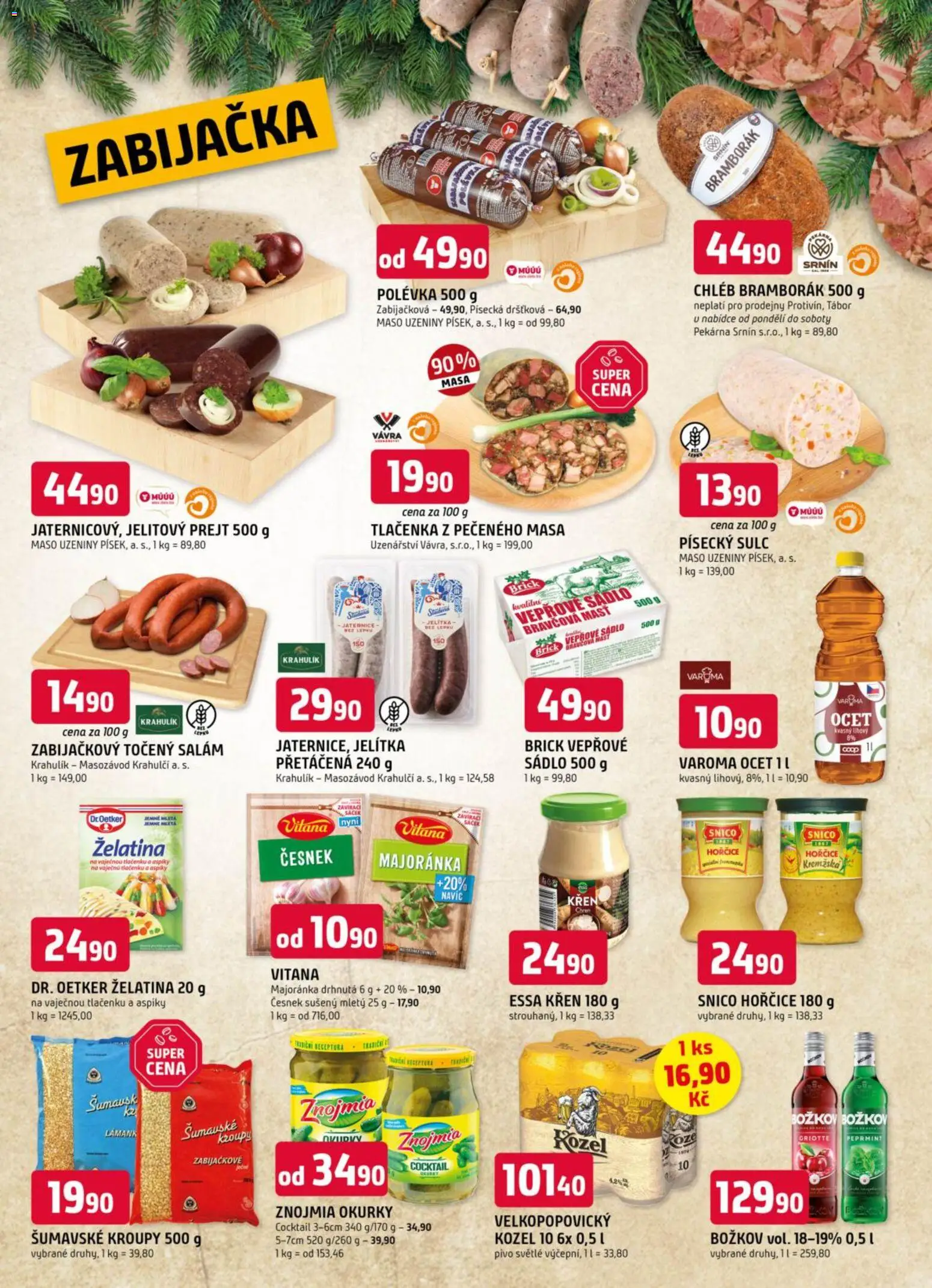 Trefa leták od 21.01.2026 | Strana: 8 | Produkty: Kozel, Uzeniny, Točený salám, Pekárna