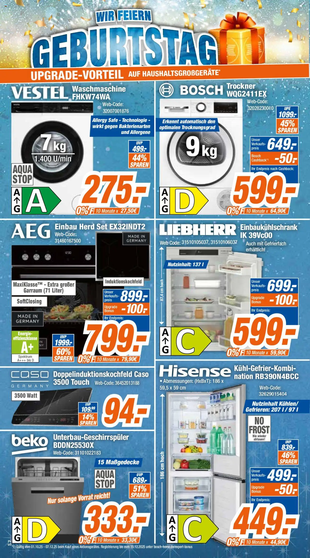 Expert Geburtstag – gültig ab 11.10.2025 | Seite: 2 | Produkte: Bosch, Hisense, Liebherr, Waschmaschine