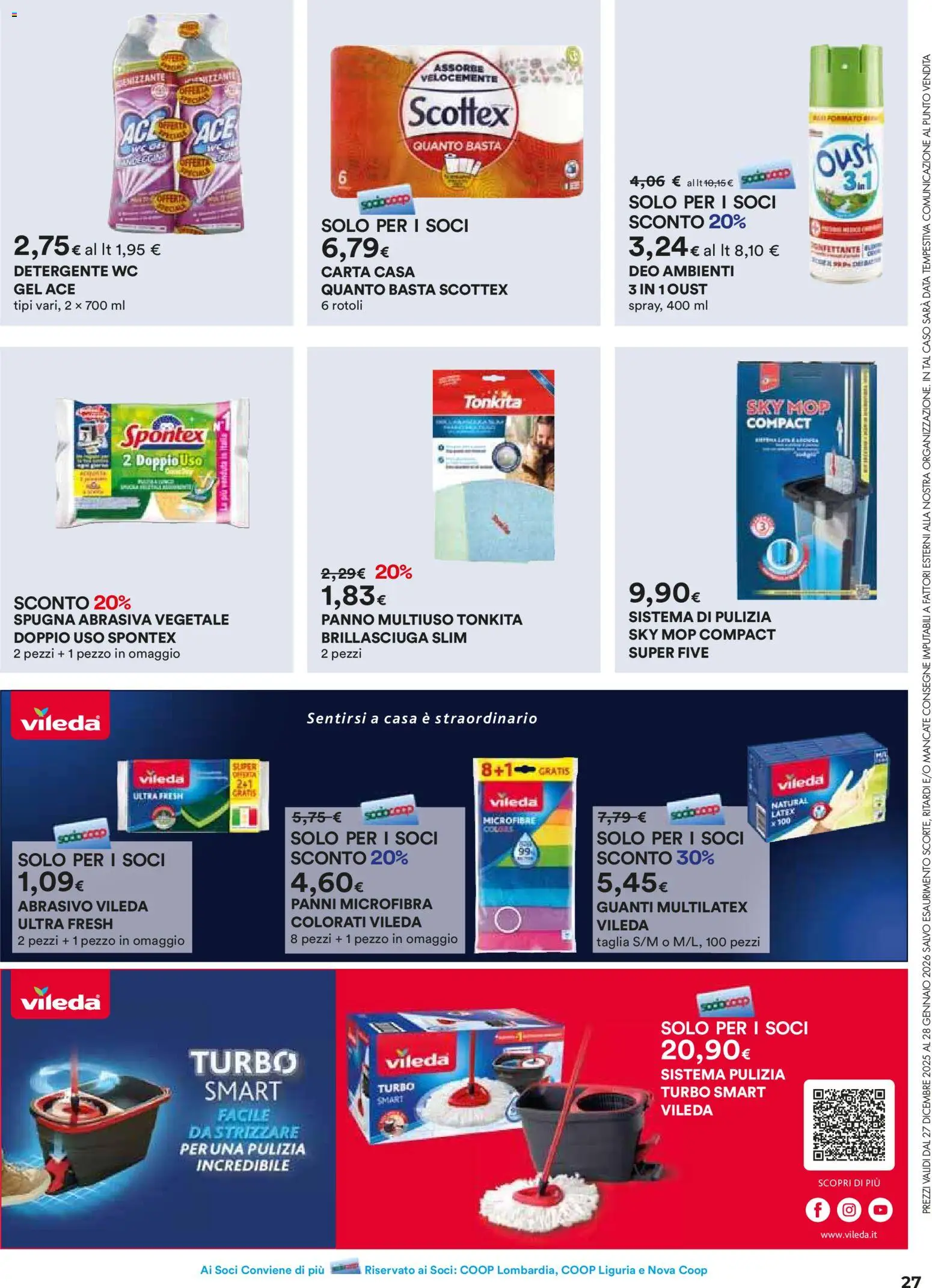 Volantino Ipercoop del 27.12.2025 | Pagina: 27 | Prodotti: Spugna, Guanti, Data, WC