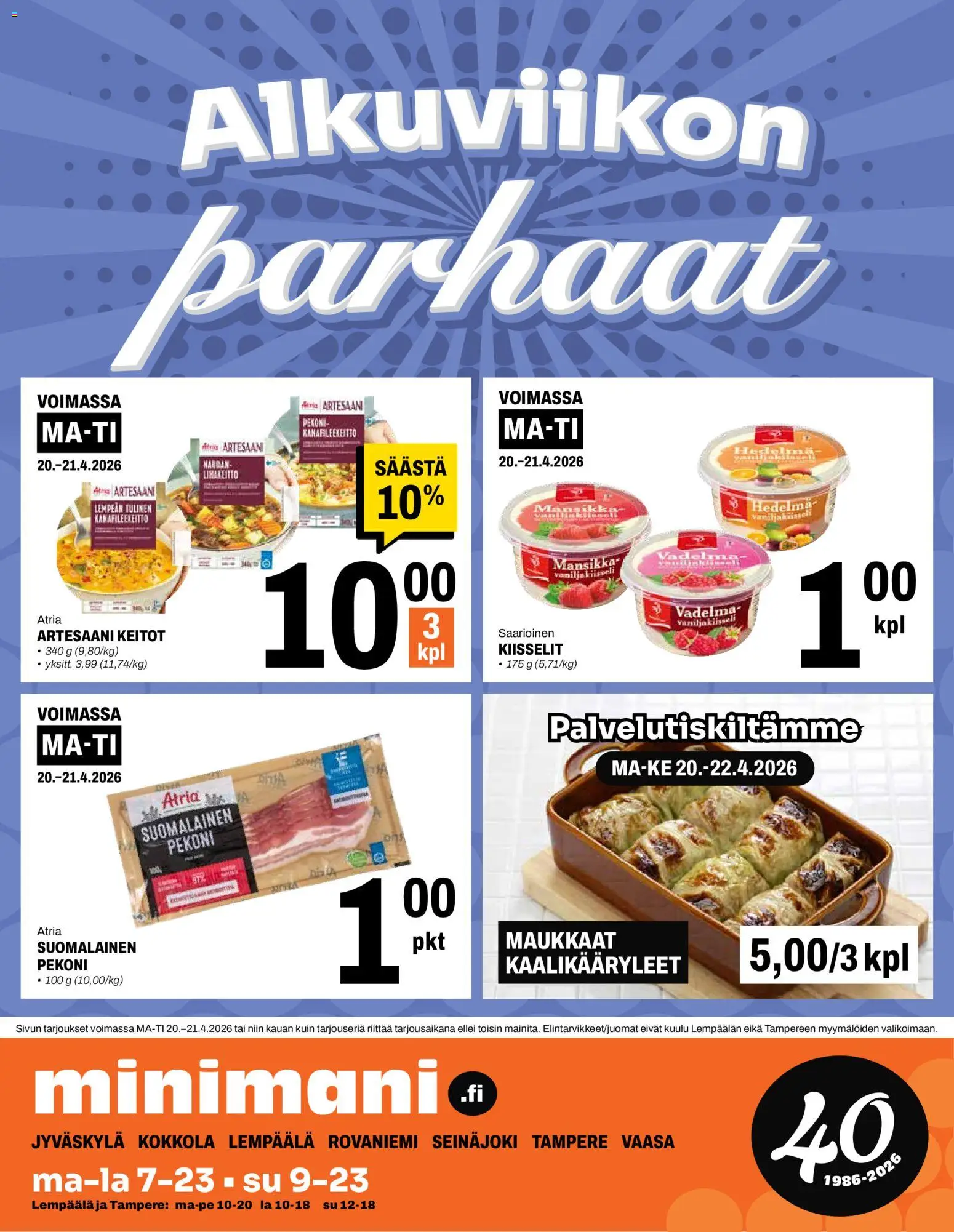 Minimani tarjoukset – voimassa 15.04.2026 alkaen | Sivu: 16 | Tuotteet: Vadelma, Kaalikääryleet, Pekoni