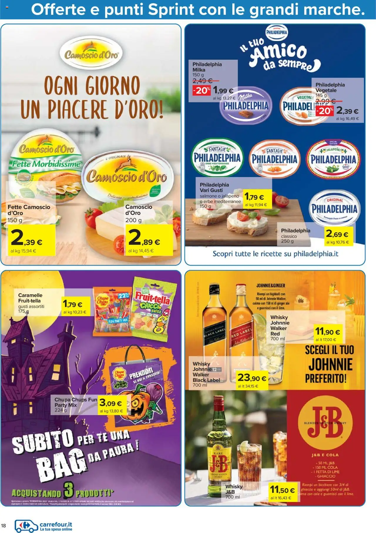 Volantino Carrefour del 10.10.2025 | Pagina: 18 | Prodotti: Salmone, Tè, Caramelle, Whisky