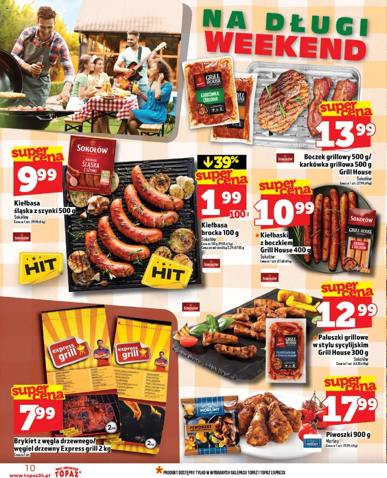 Topaz Gazetka - Ceny małe na stałe od 14.08.2025 | Strona: 10 | Produkty: Karkówka, Grill, Kiełbaski, Boczek