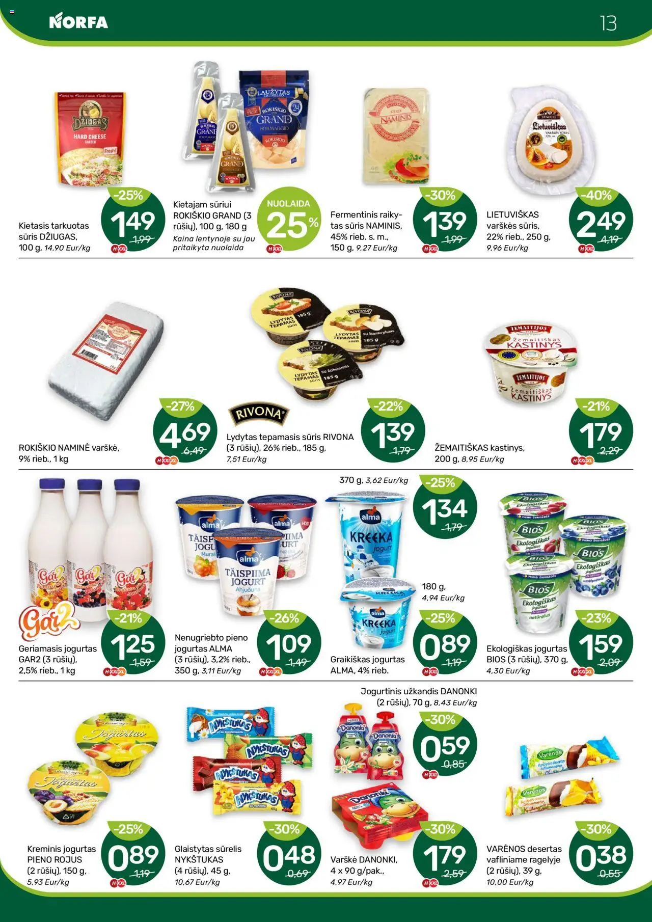 NORFA - Leidinys│galioja nuo 24.07.2025 | Puslapis: 13 | Prekių: Sūrelis, Jogurtas, Sūris, Varškė