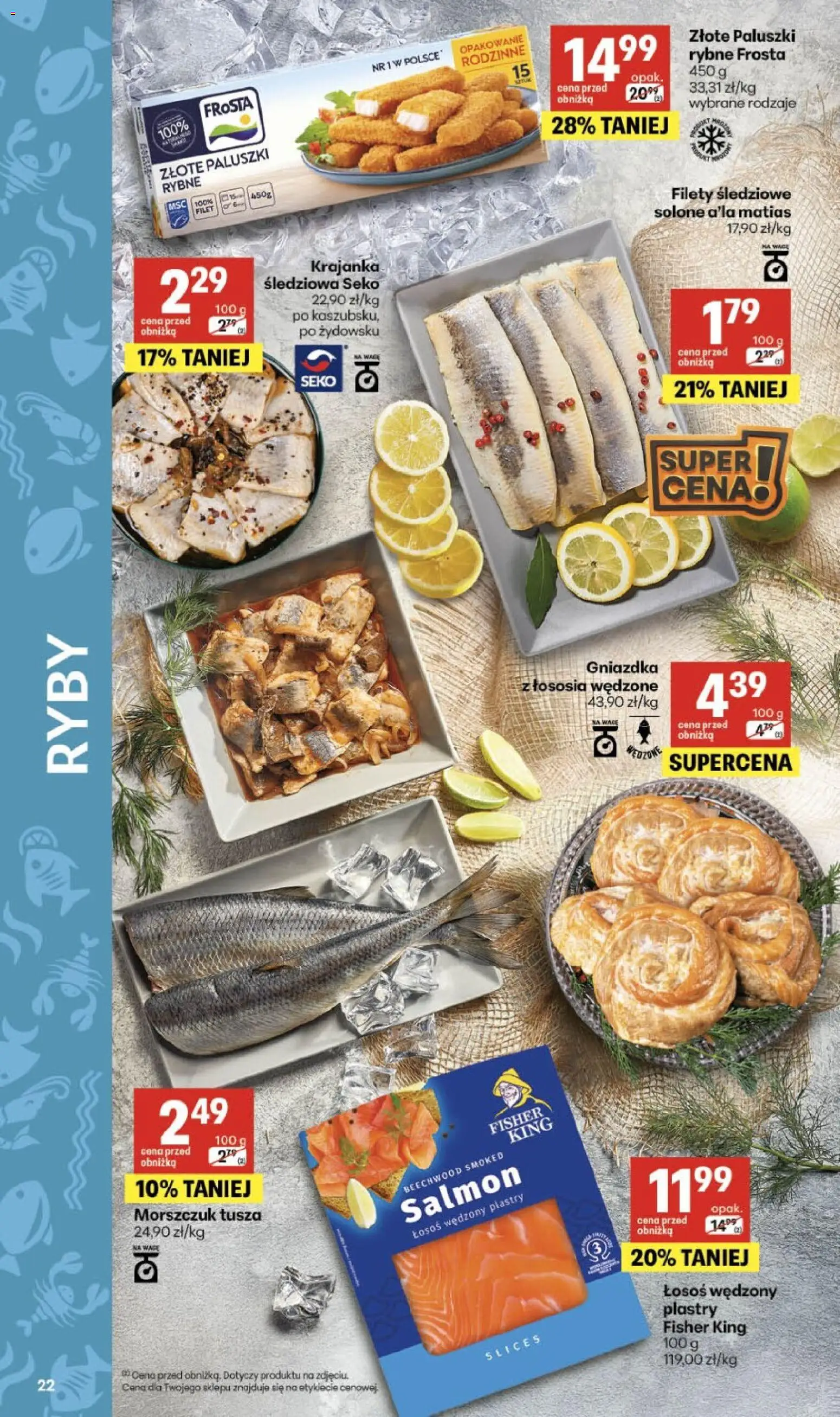 Delikatesy Centrum gazetka od 26.03.2026 | Strona: 22 | Produkty: Paluszki rybne, Łosoś, Paluszki, Ryby