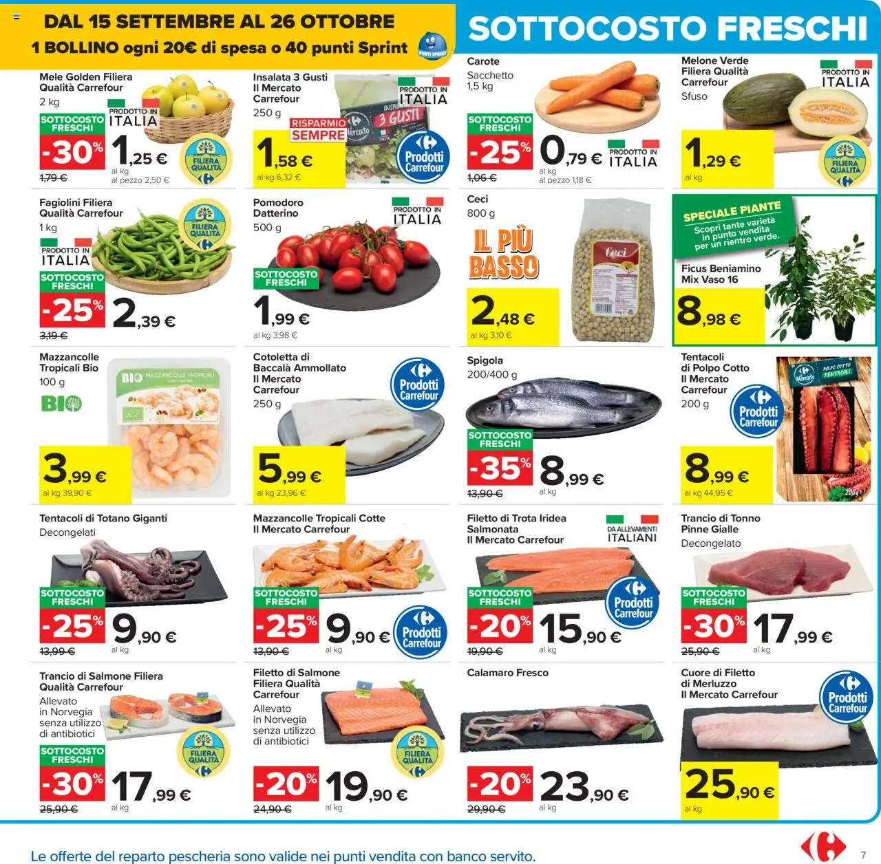 Volantino Carrefour del 15.09.2025 | Pagina: 7 | Prodotti: Mele, Ceci, Mazzancolle, Carote