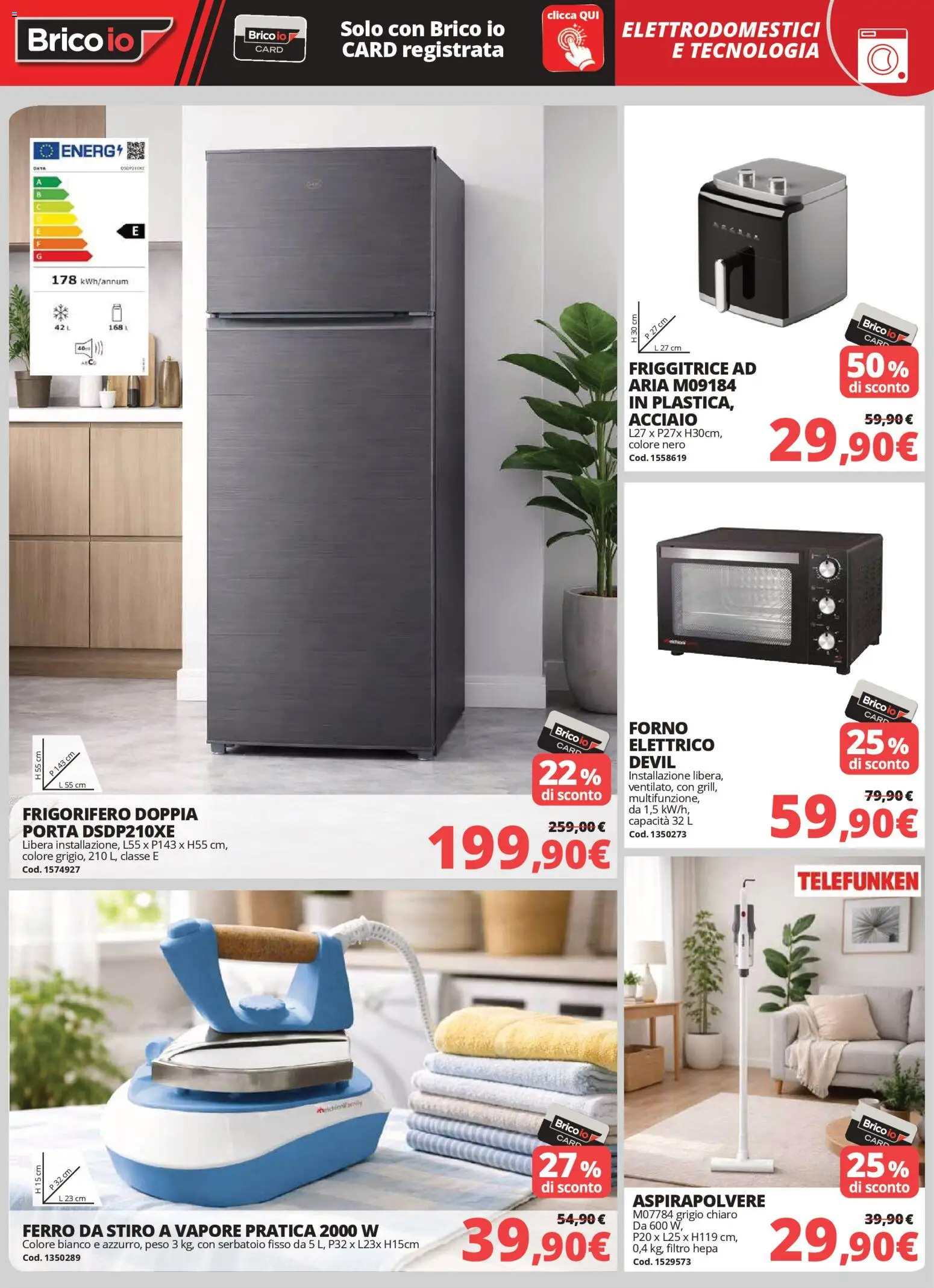 Volantino Brico io del 02.04.2026 | Pagina: 17 | Prodotti: Friggitrice ad aria, Data, Forno, Ferro da stiro