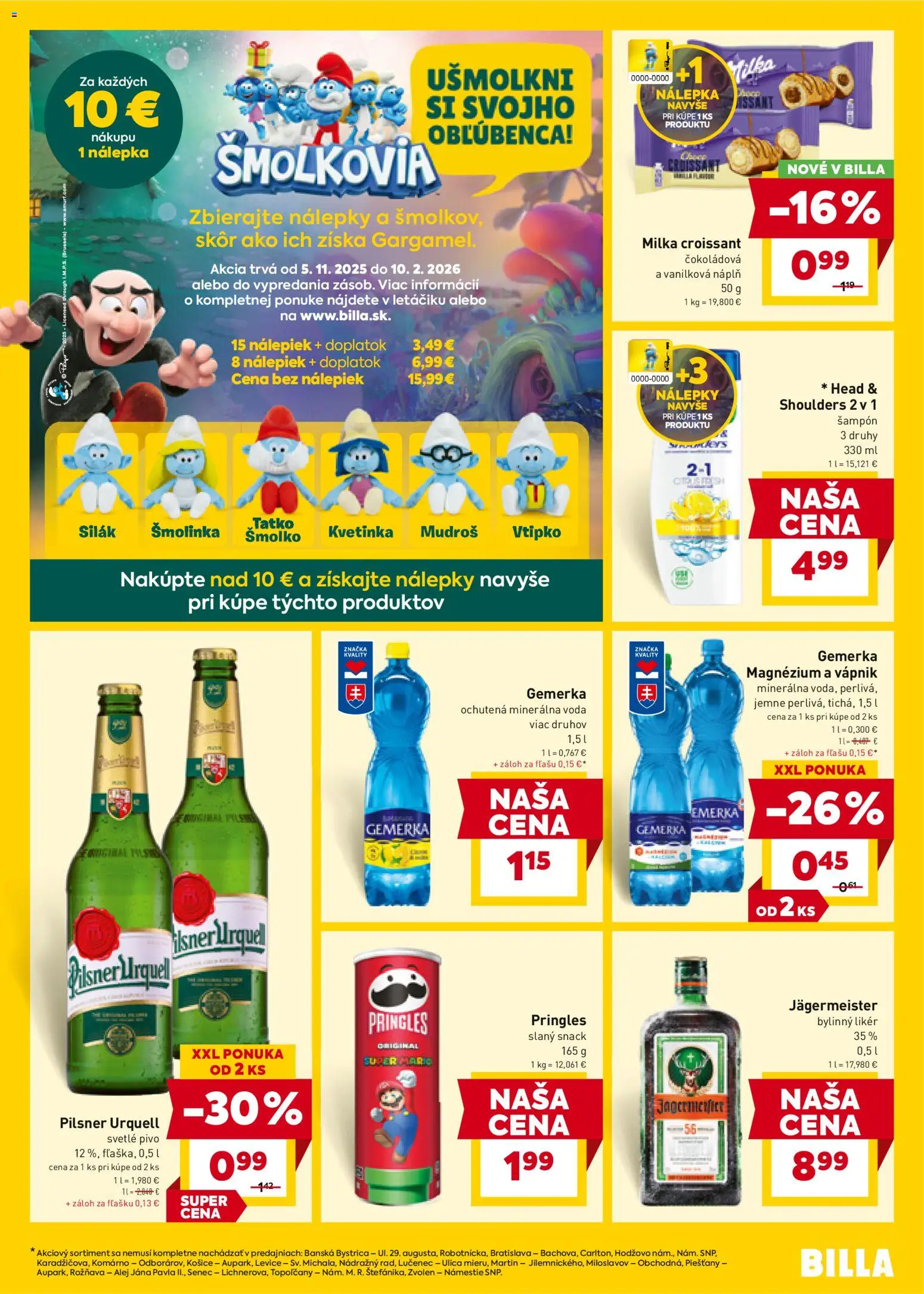 Nové Billa akcie – leták je platný od 19.11.2025 | Strana: 13 | Produkty: Pivo, Croissant, Pringles, Minerálna voda