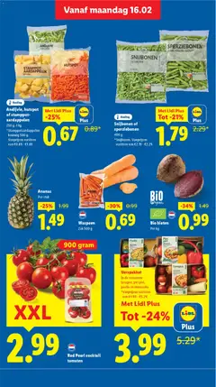 Lidl - Folder week 8 - Voorbeeld van een folder van Lidl, geldig van 16.02.2026 | Pagina: 7 | Producten: Tomaten, Ananas, Lasagne, Zak