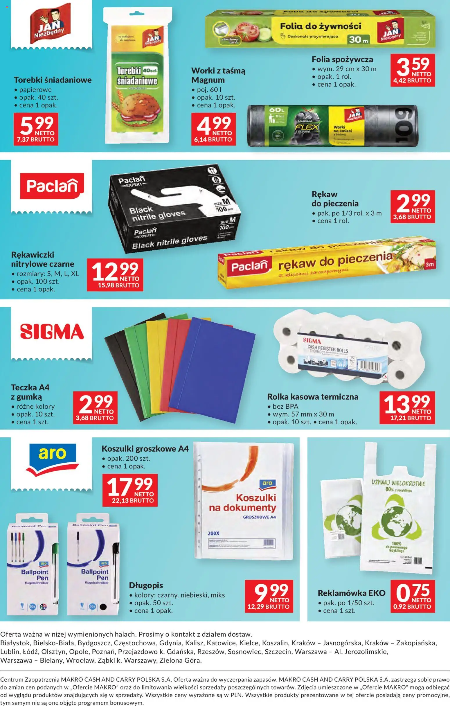 Makro Gazetka - Dystrybucja do sklepów od 07.01.2026 | Strona: 56 | Produkty: Rękawiczki, Folia spożywcza, Torebki