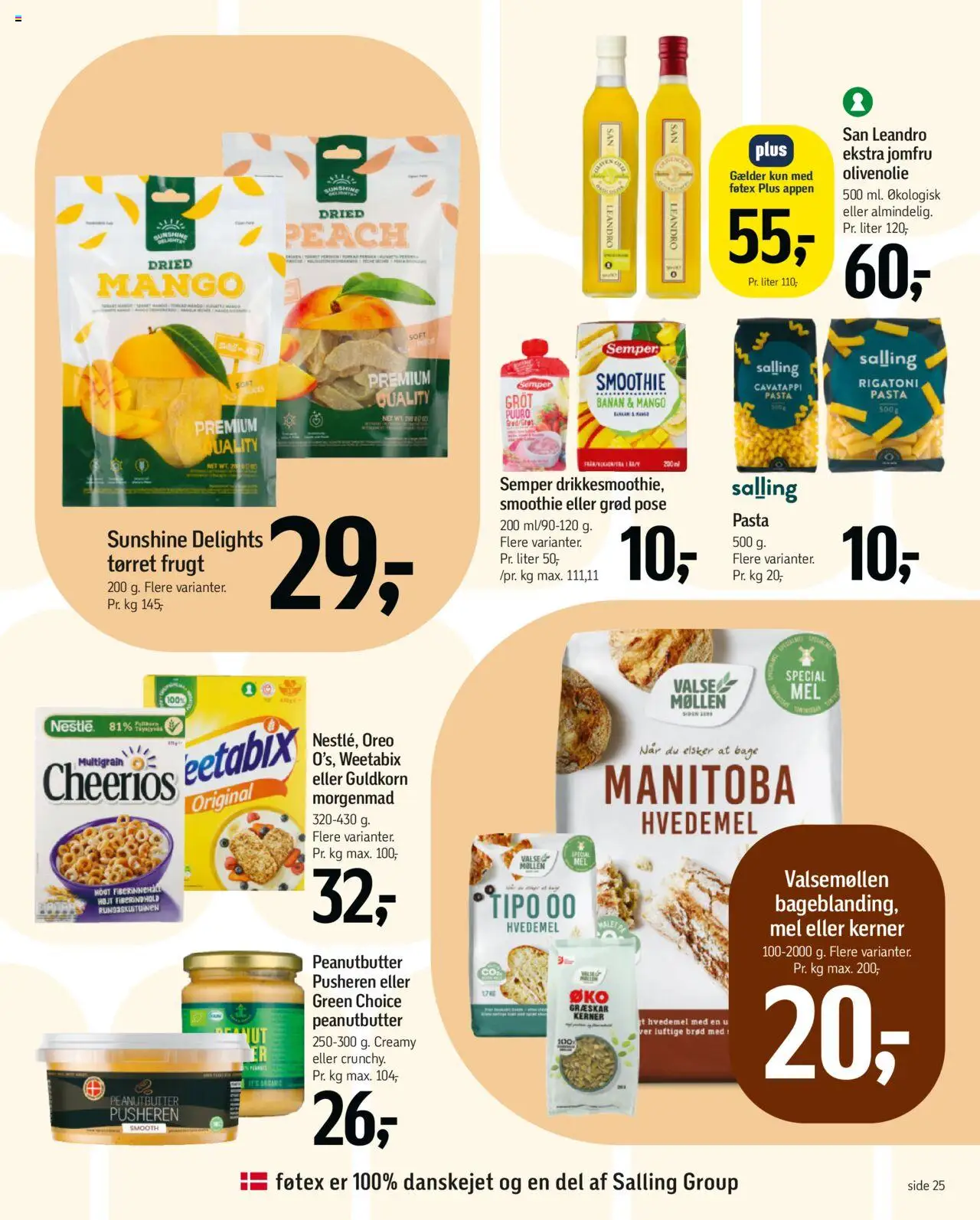 Føtex Tilbudsavis gyldig fra 15.08.2025 | Side: 37 | Produkter: Mel, Tørret frugt, Peanutbutter, Olivenolie