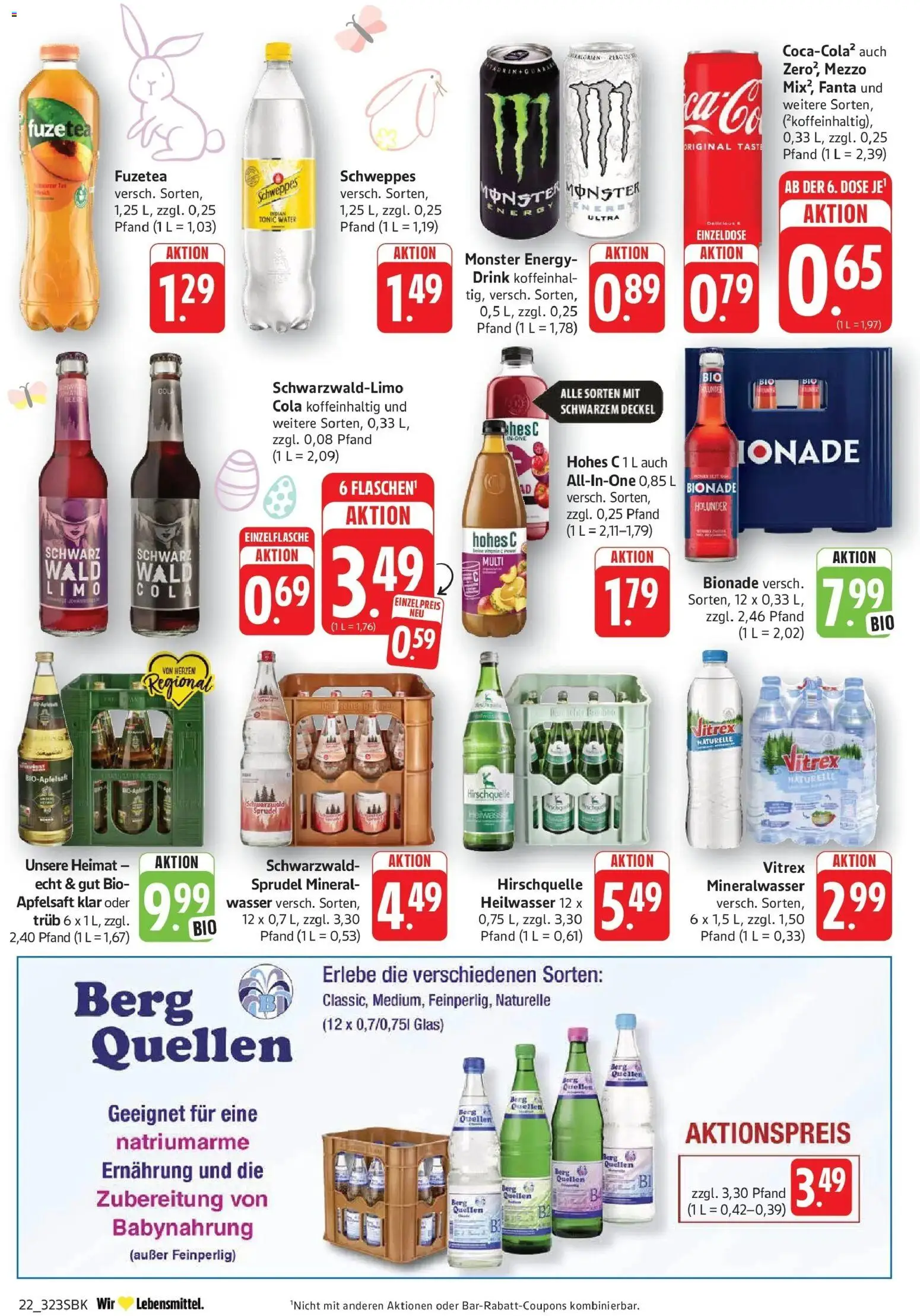 E center Prospekt Bad Bergzabern	 – gültig ab 29.03.2026 | Seite: 22 | Produkte: Fanta, Cola, Bionade, Monster