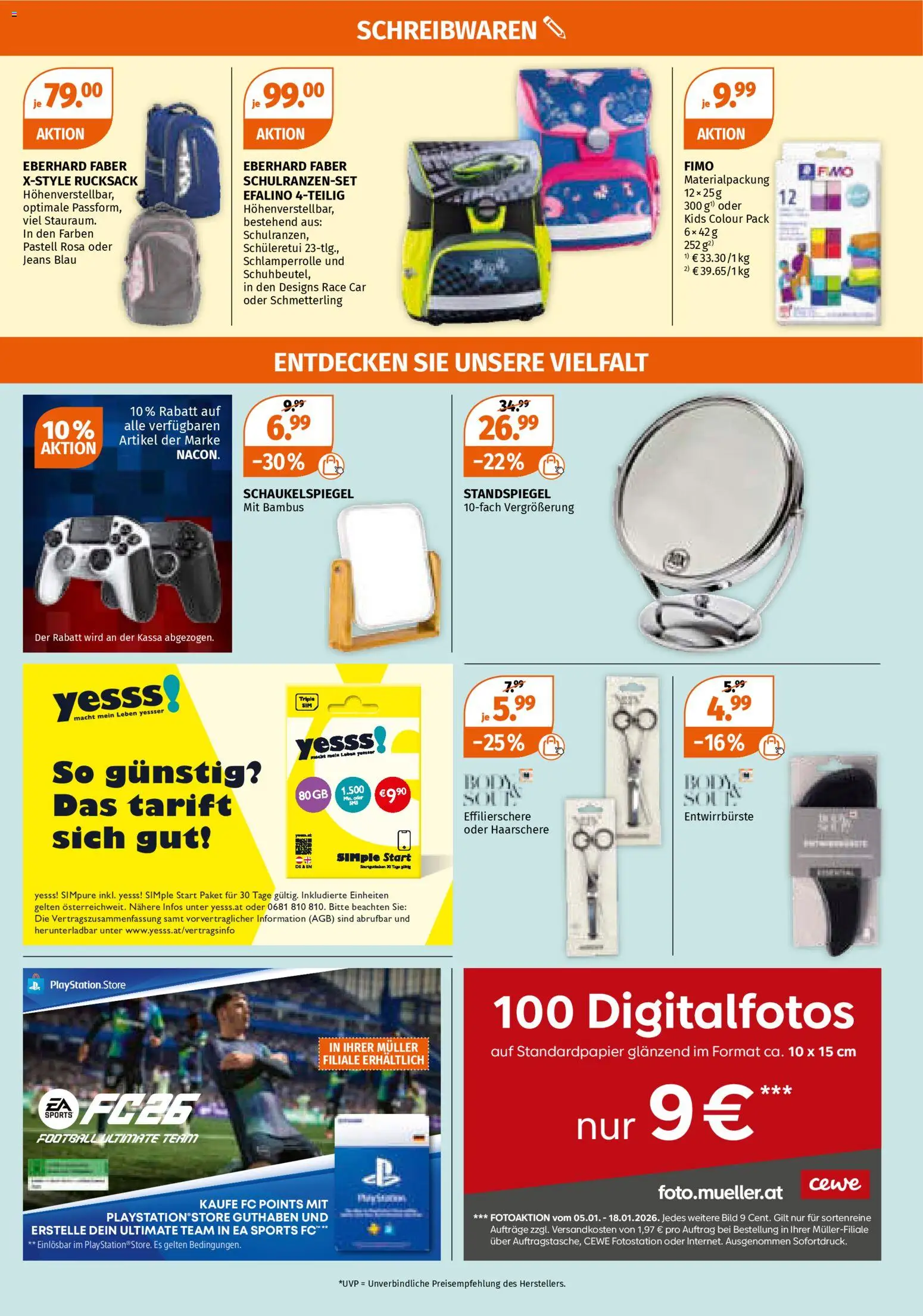 Müller Flugblatt gültig ab 05.01.2026 | Seite: 22 | Produkte: Rucksack, Jeans, Playstation