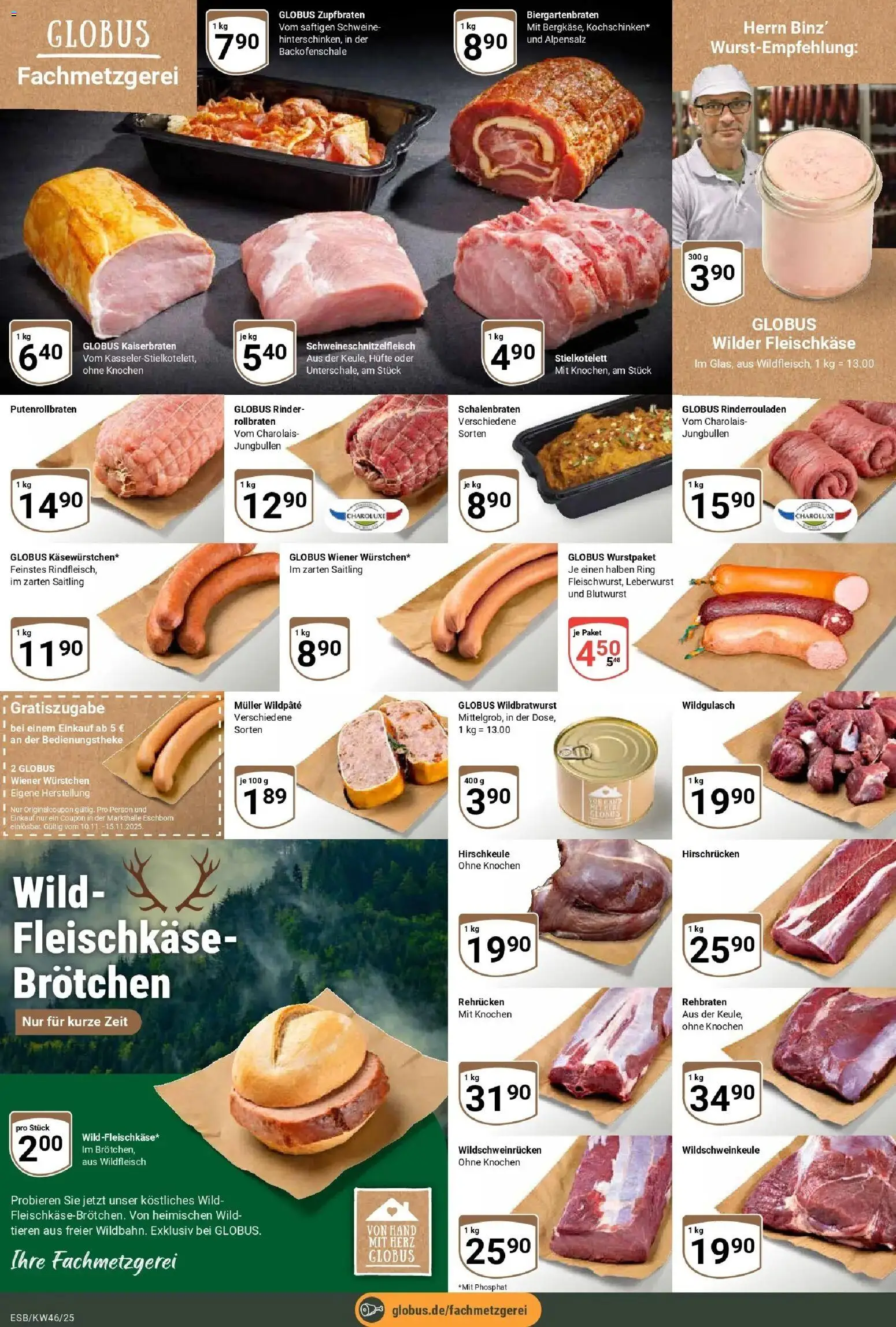 Globus prospekt Eschborn	 – gültig ab 10.11.2025 | Seite: 8 | Produkte: Rinderrouladen, Wiener wurstchen