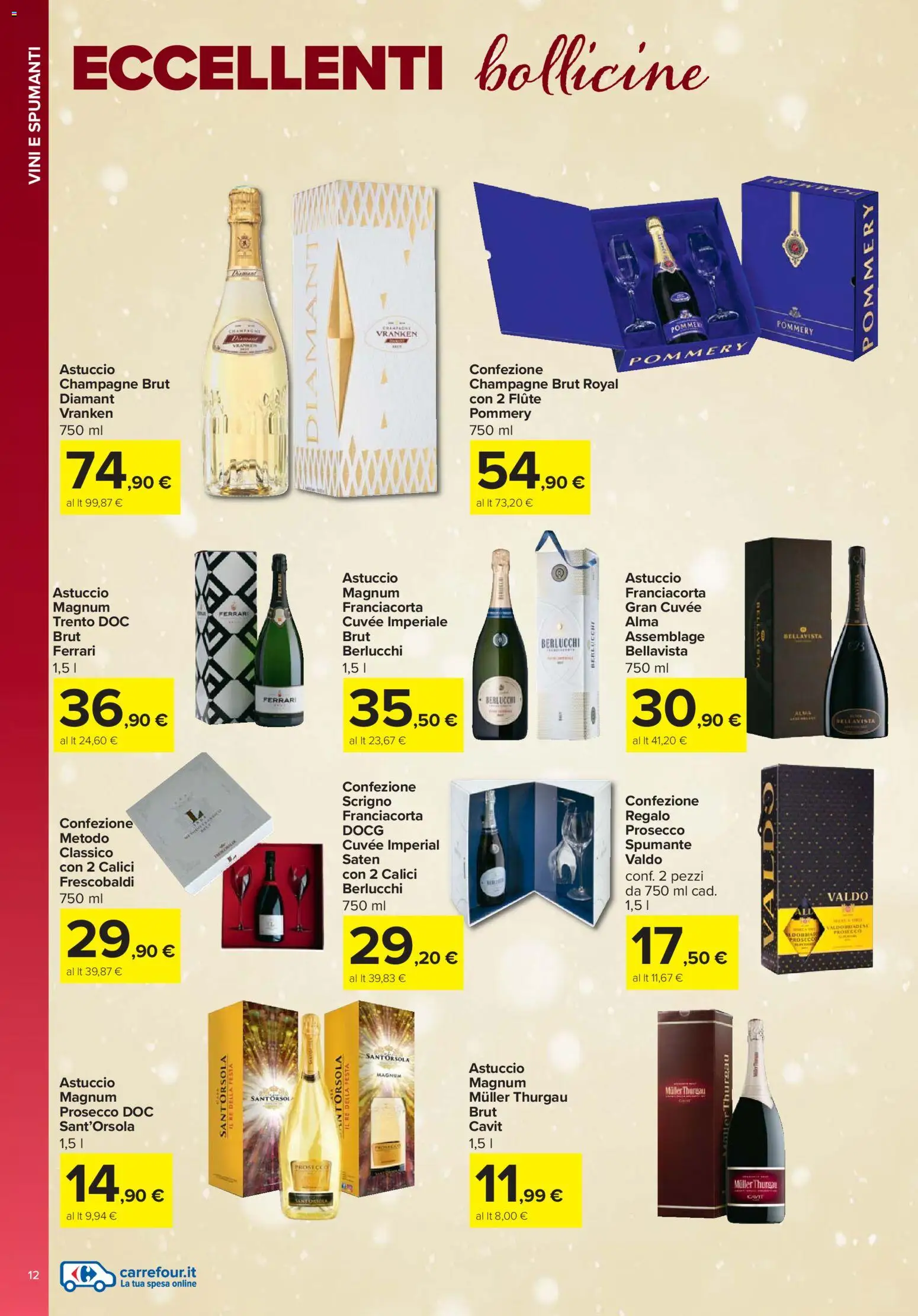 Volantino Carrefour del 13.11.2025 | Pagina: 12 | Prodotti: Prosecco, Spumante, Champagne, Astuccio