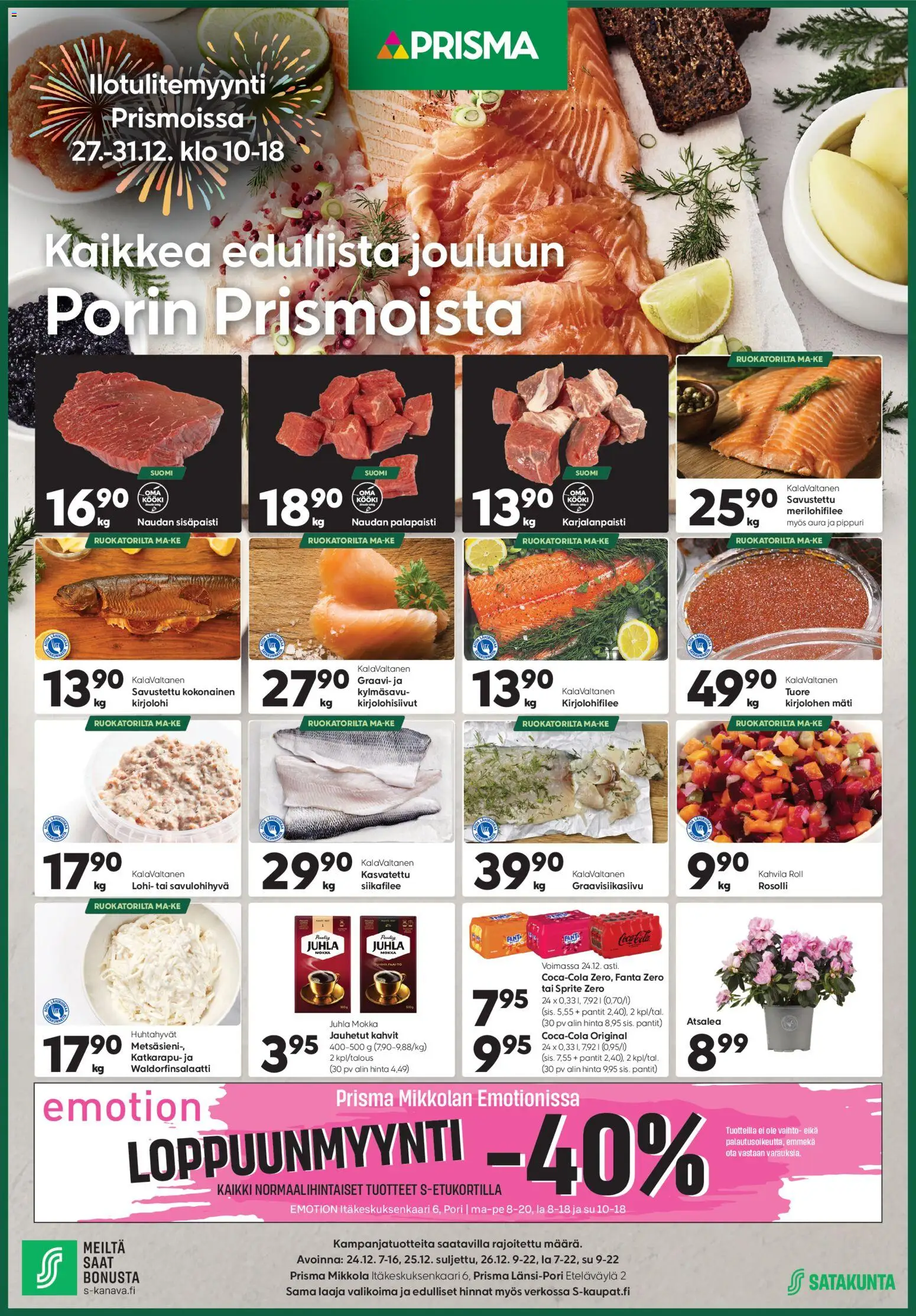 Prisma tarjoukset – voimassa 27.12.2025 alkaen | Sivu: 1 | Tuotteet: Lohi, Juhla Mokka, Kokonainen, Pippuri