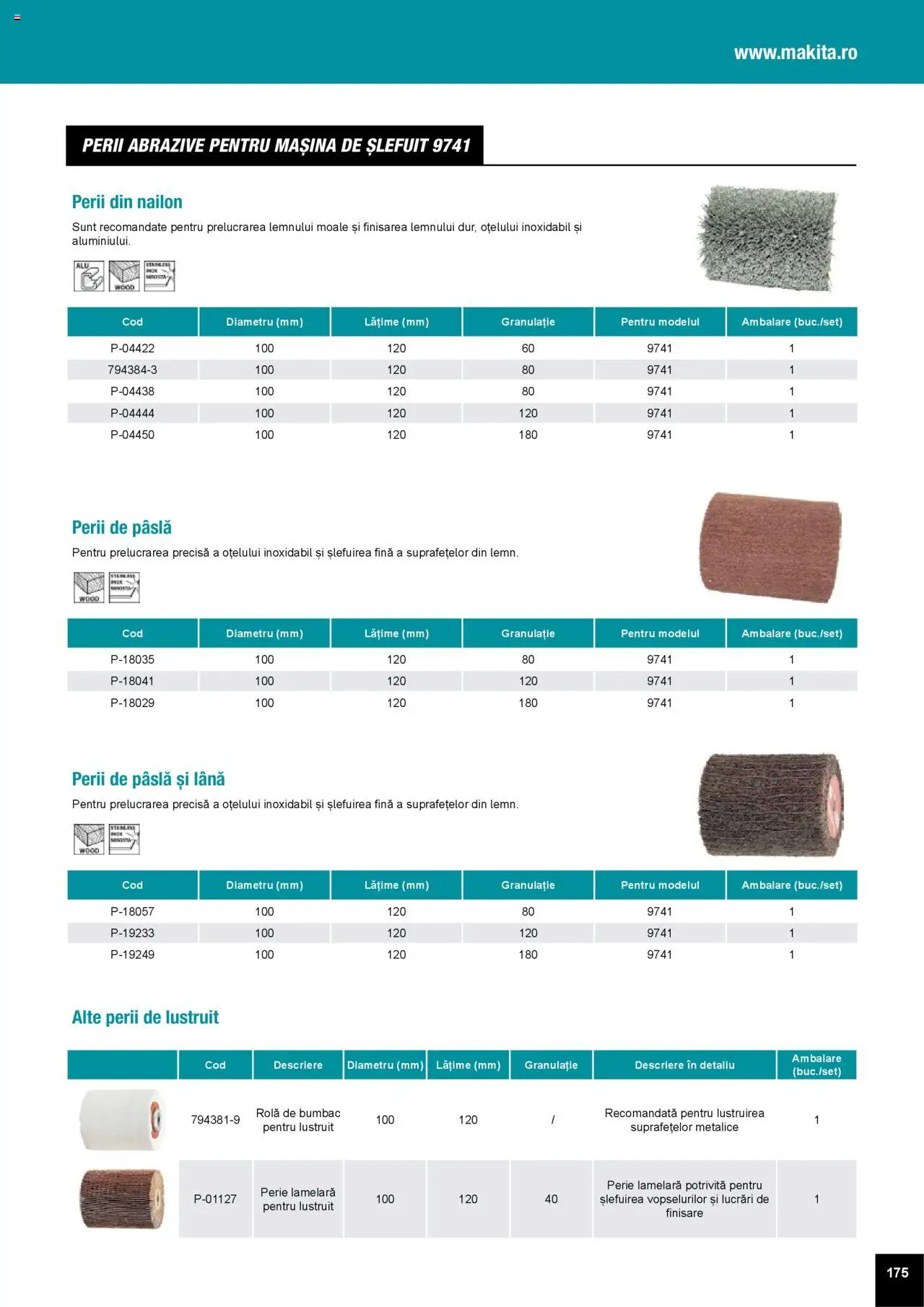 Noul catalog Makita – valabil de la 01.04.2025 | Pagină: 175 | Produse: Perie