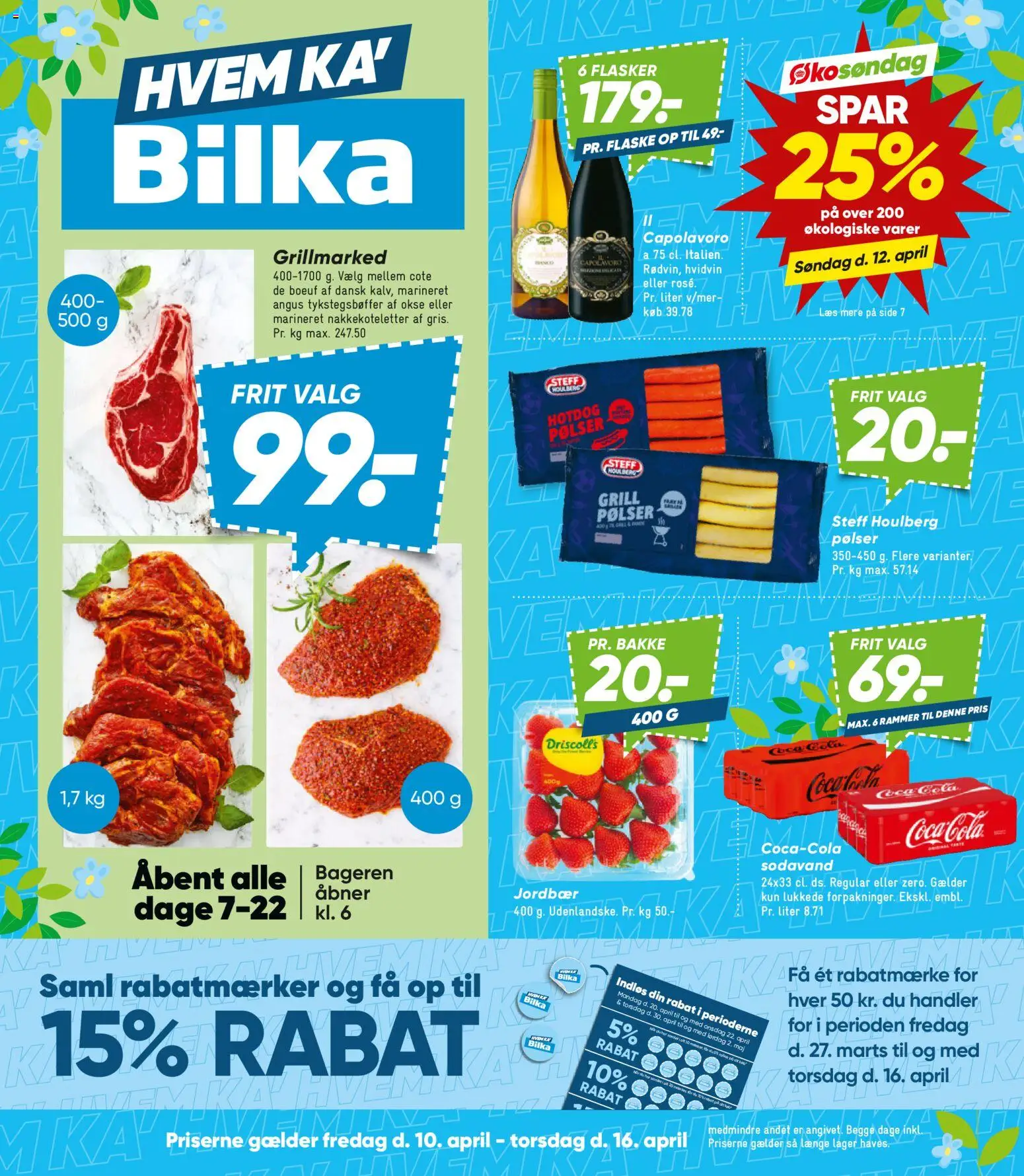 Bilka tilbudsavis – gyldig fra 10.04.2026 | Side: 1 | Produkter: Coca Cola, Jordbær, Sodavand, Grill
