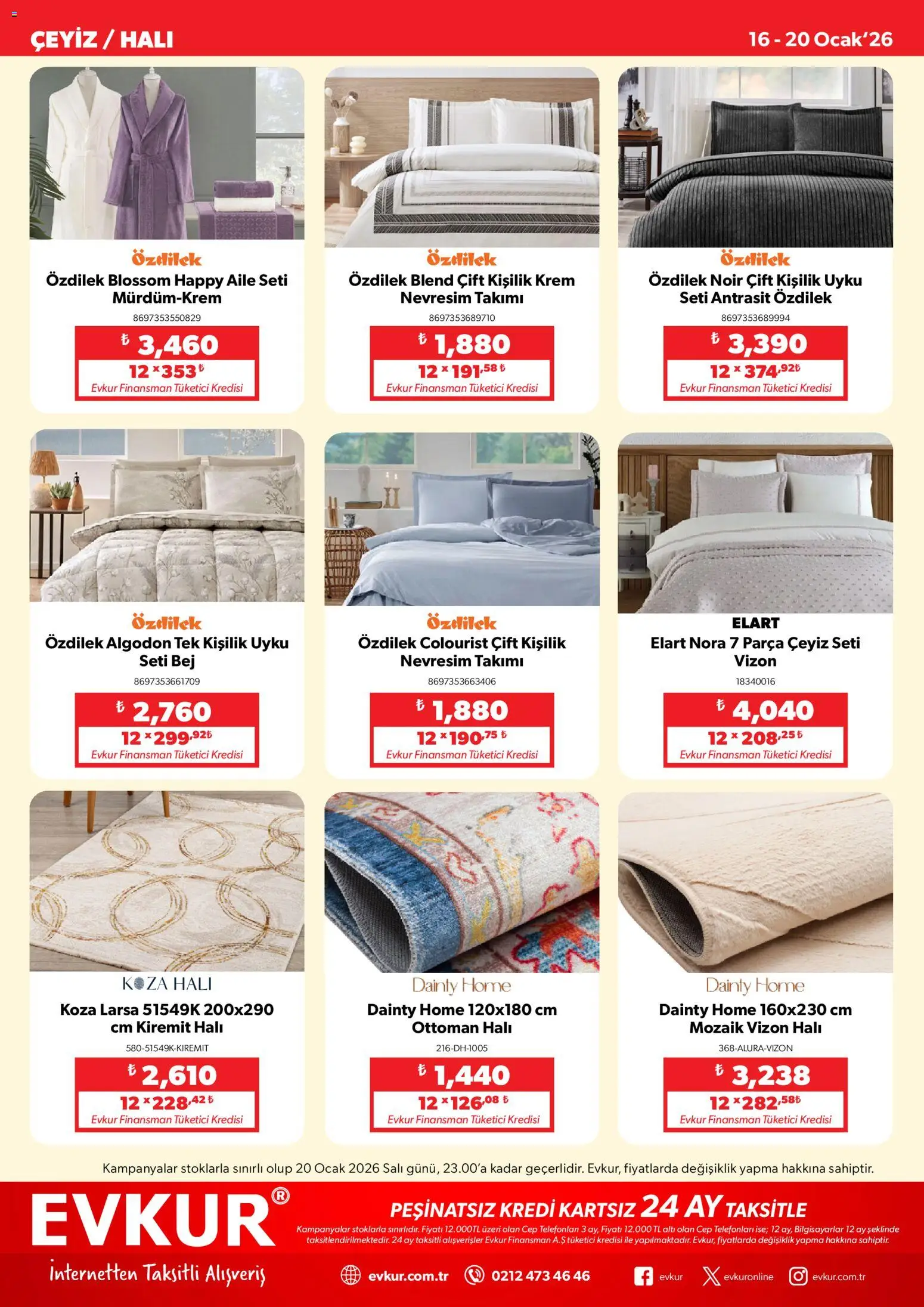 Evkur Katalog - 16.01.2026 tarihinden itibaren geçerlidir | Sayfa: 9 | Ürünler: Halı, Krem, Nevresim, Ocak