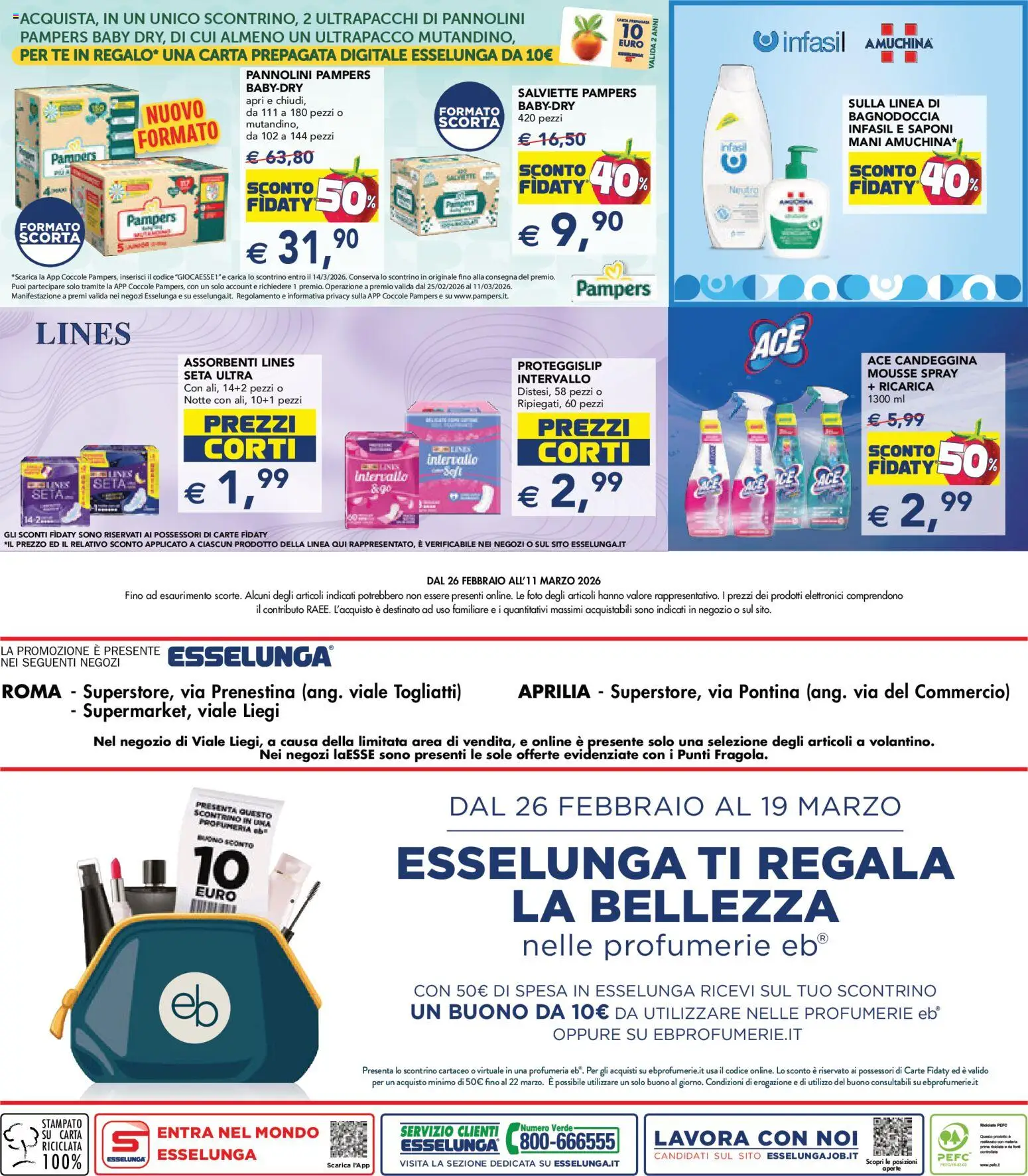 Volantino Esselunga S del 26.02.2026 | Pagina: 30 | Prodotti: Pannolini, Tè, Candeggina, Pampers