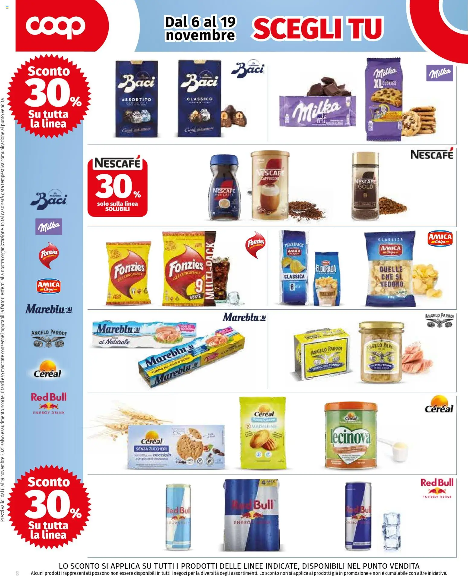 Volantino COOP del 06.11.2025 | Pagina: 8 | Prodotti: Data, Tonno, Red Bull